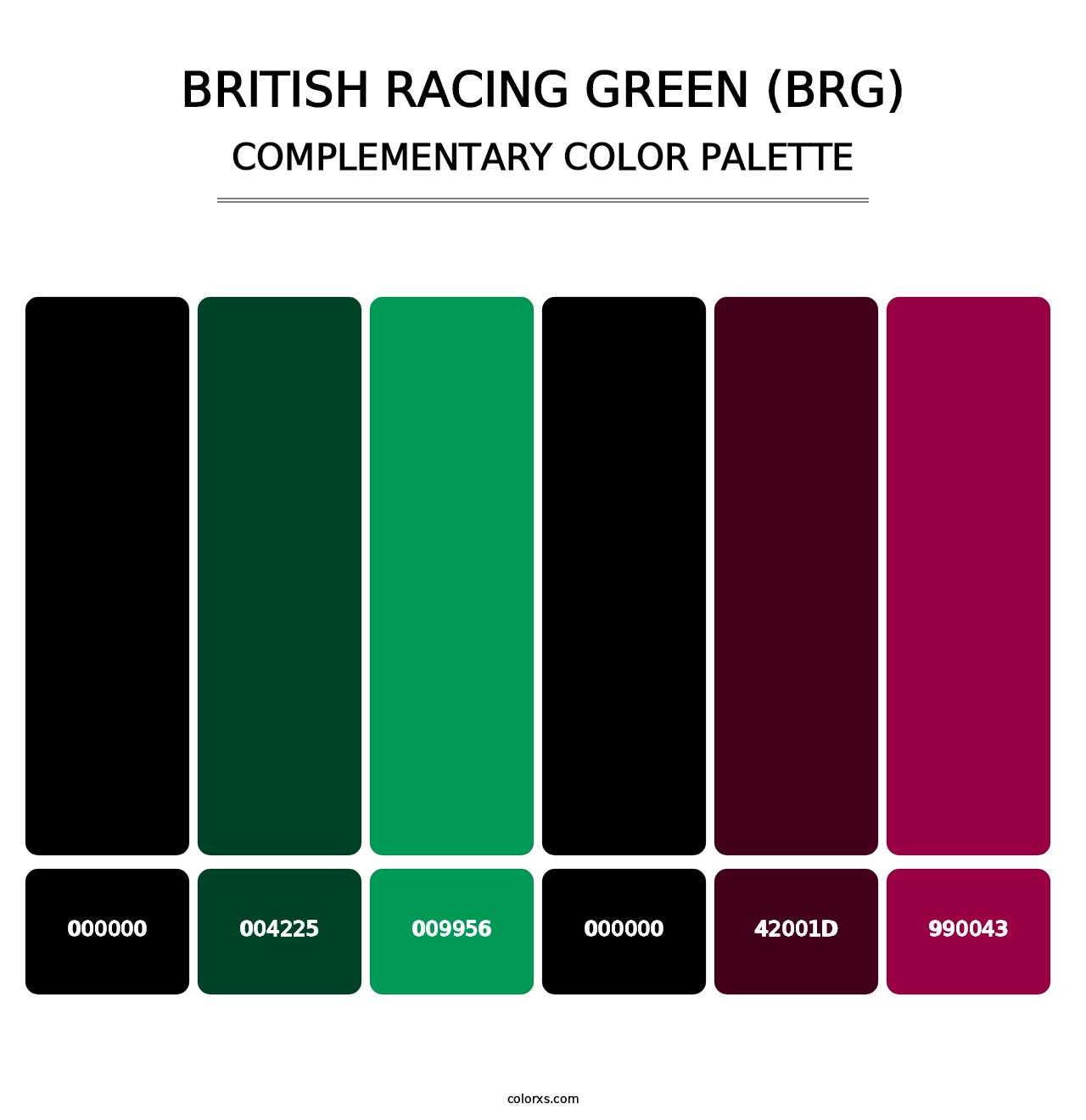 British Racing Green (BRG) - Complementary Color Palette