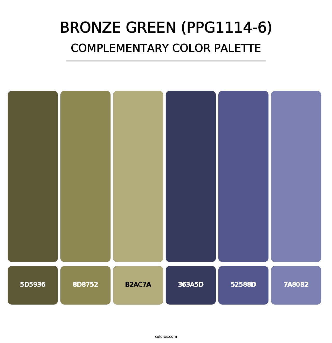 Bronze Green (PPG1114-6) - Complementary Color Palette