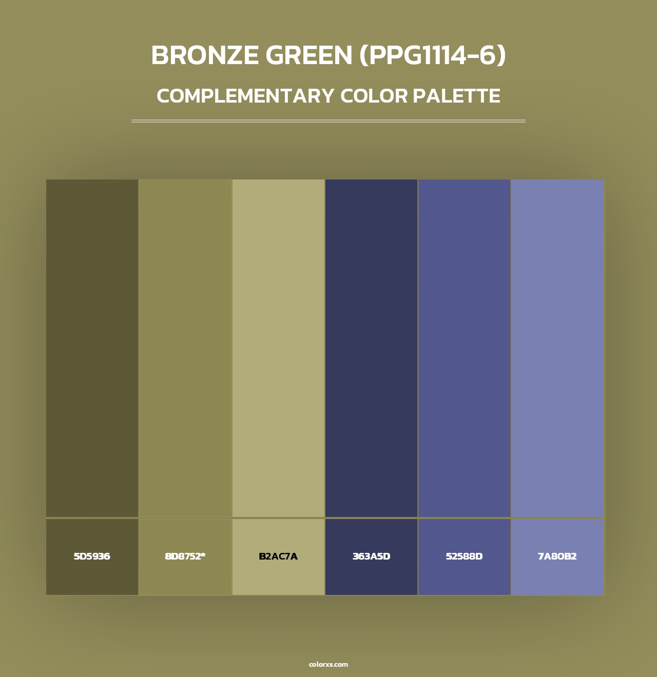 Bronze Green (PPG1114-6) - Complementary Color Palette