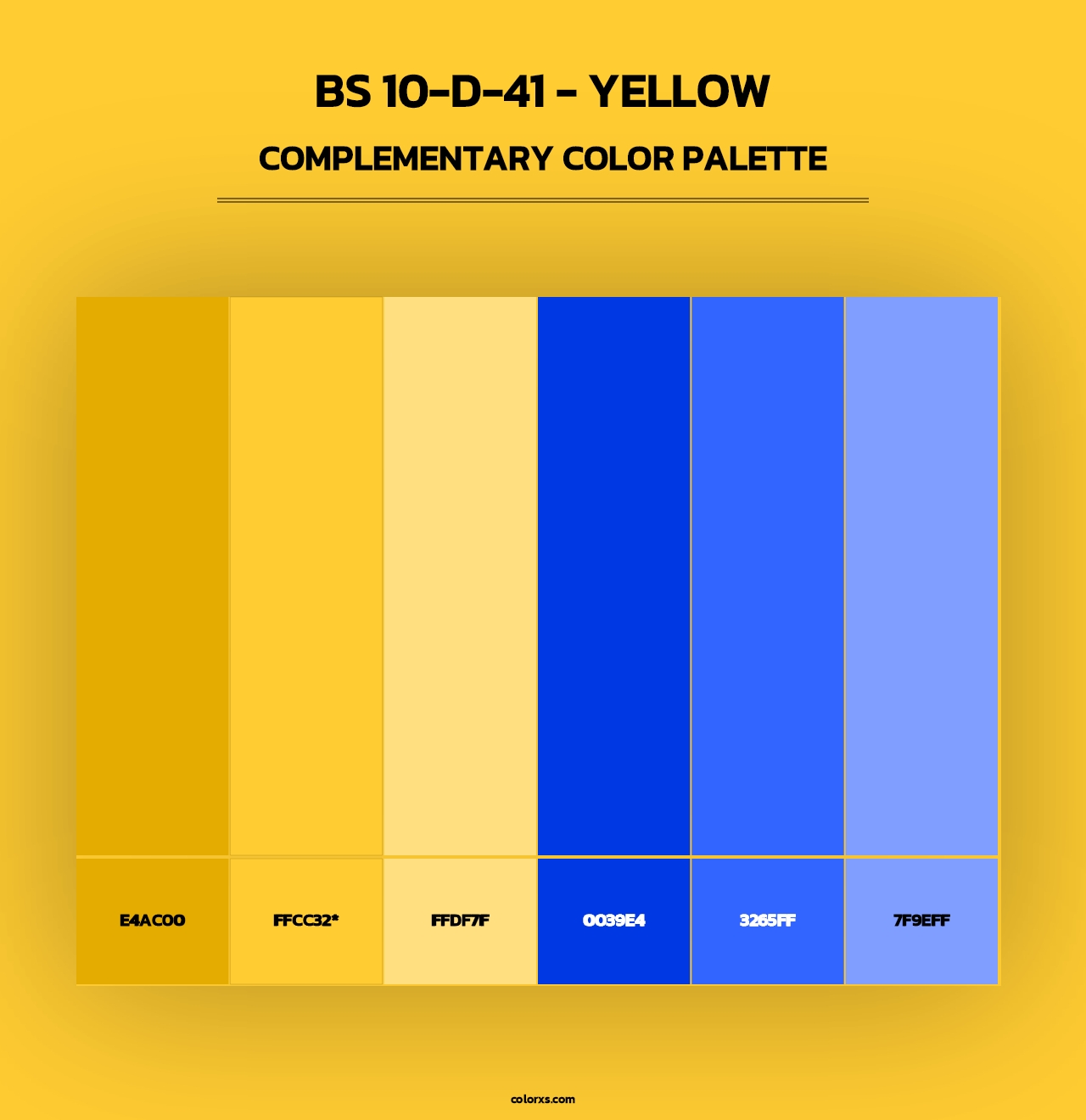 BS 10-D-41 - Yellow - Complementary Color Palette