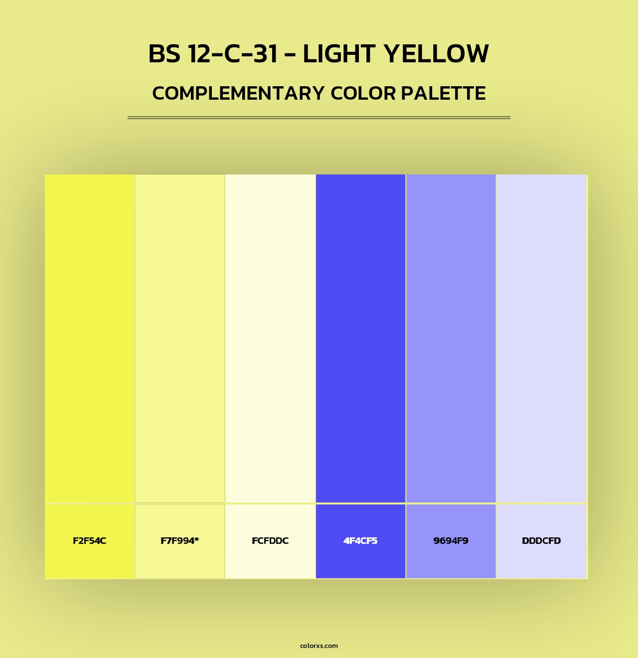 BS 12-C-31 - Light Yellow - Complementary Color Palette