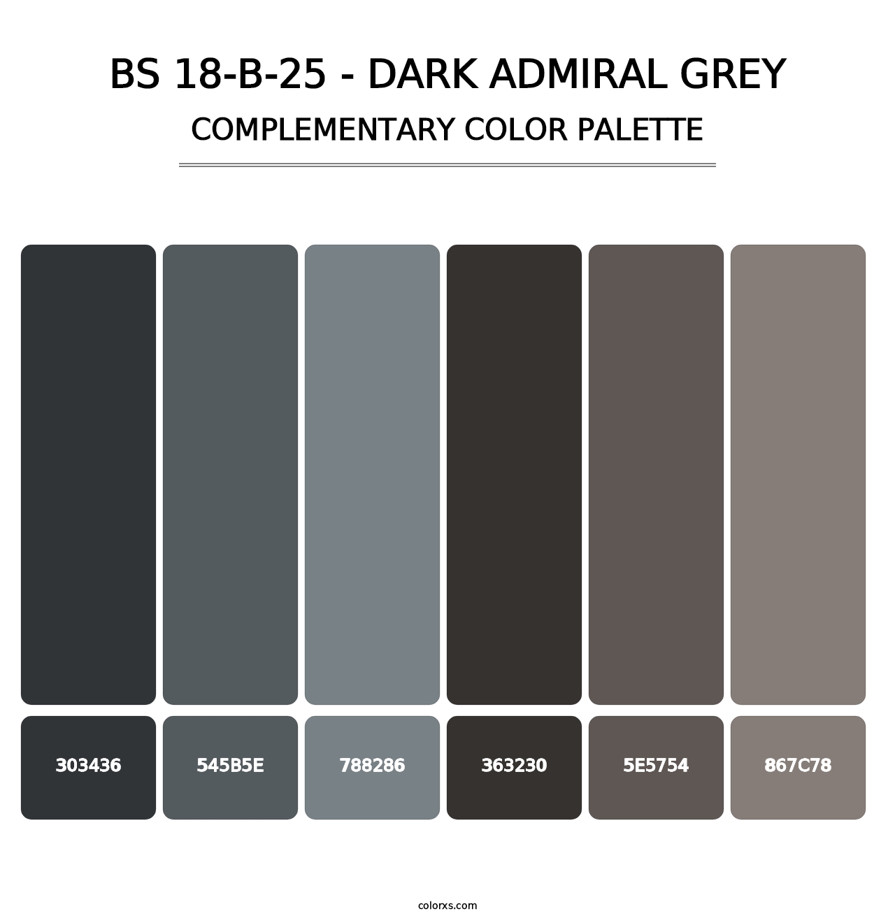 BS 18-B-25 - Dark Admiral Grey - Complementary Color Palette