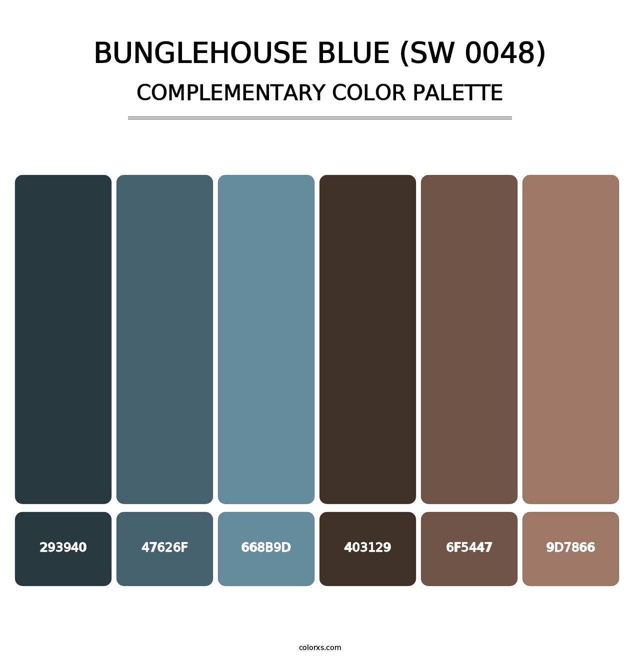Bunglehouse Blue (SW 0048) - Complementary Color Palette