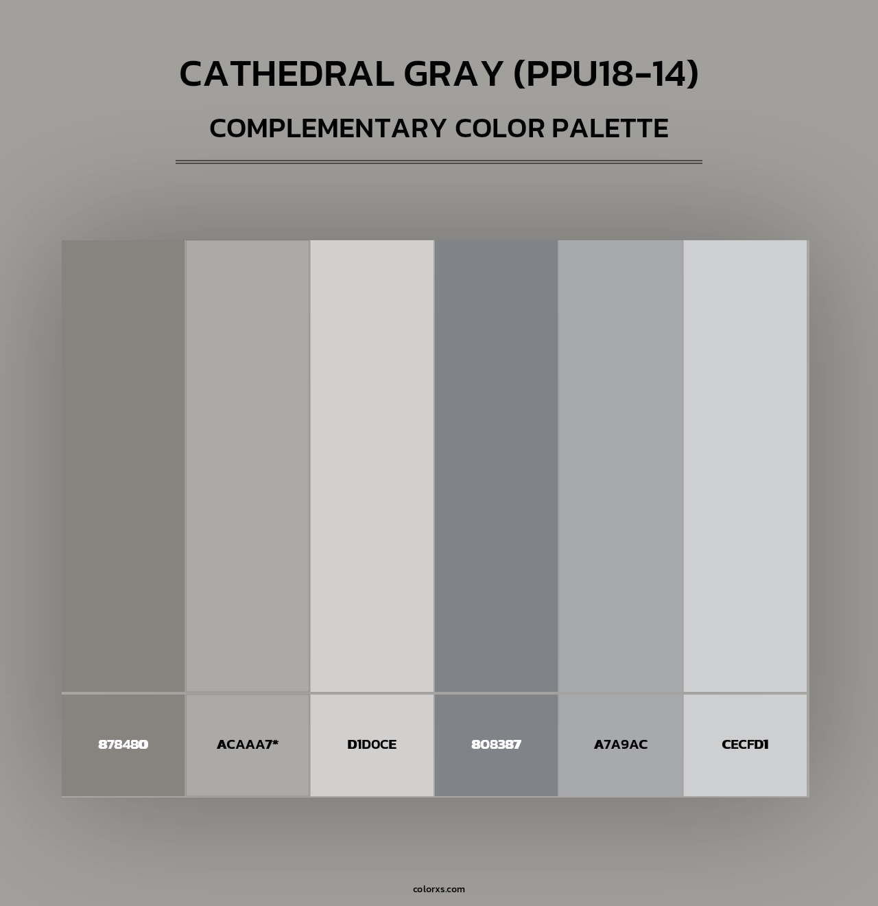 Cathedral Gray (PPU18-14) - Complementary Color Palette