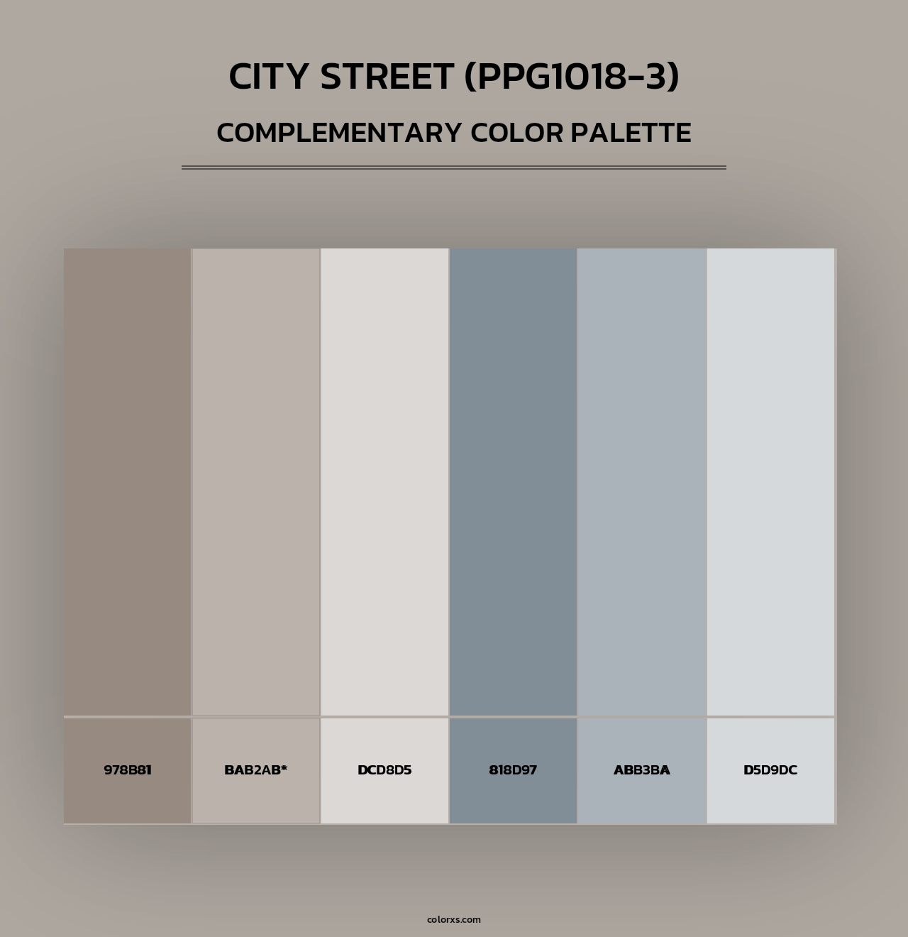 City Street (PPG1018-3) - Complementary Color Palette