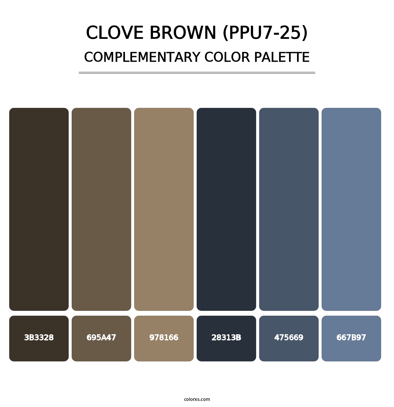 Clove Brown (PPU7-25) - Complementary Color Palette