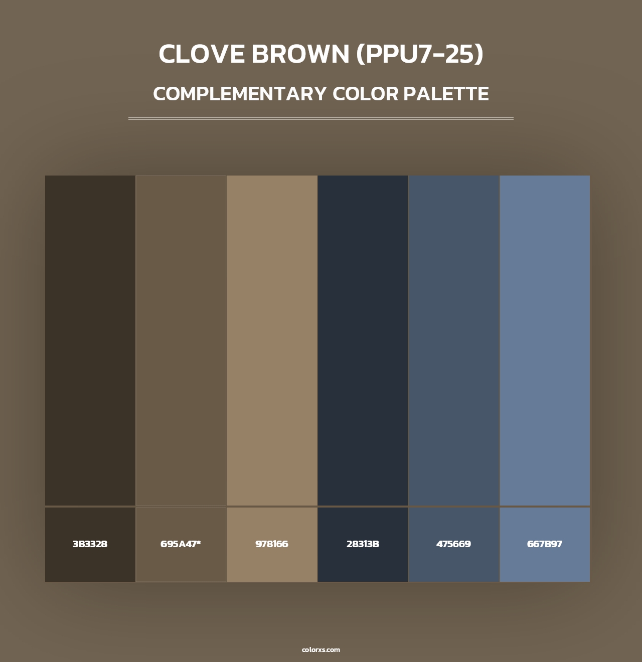 Clove Brown (PPU7-25) - Complementary Color Palette