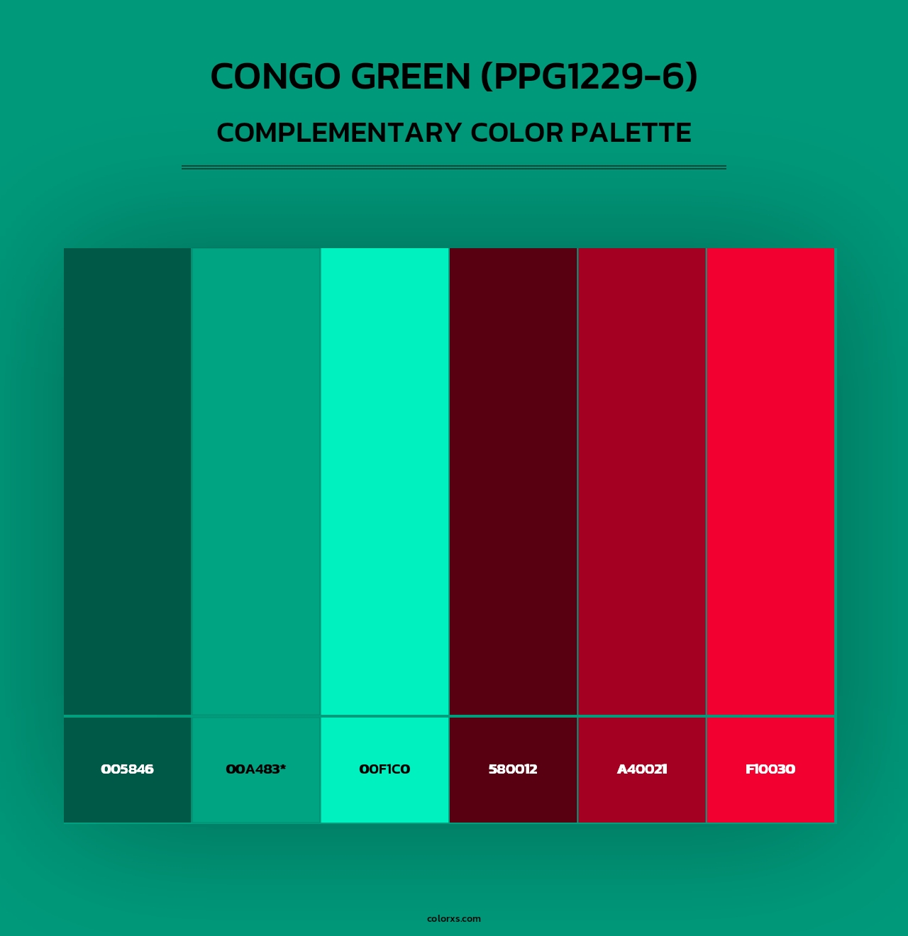 Congo Green (PPG1229-6) - Complementary Color Palette