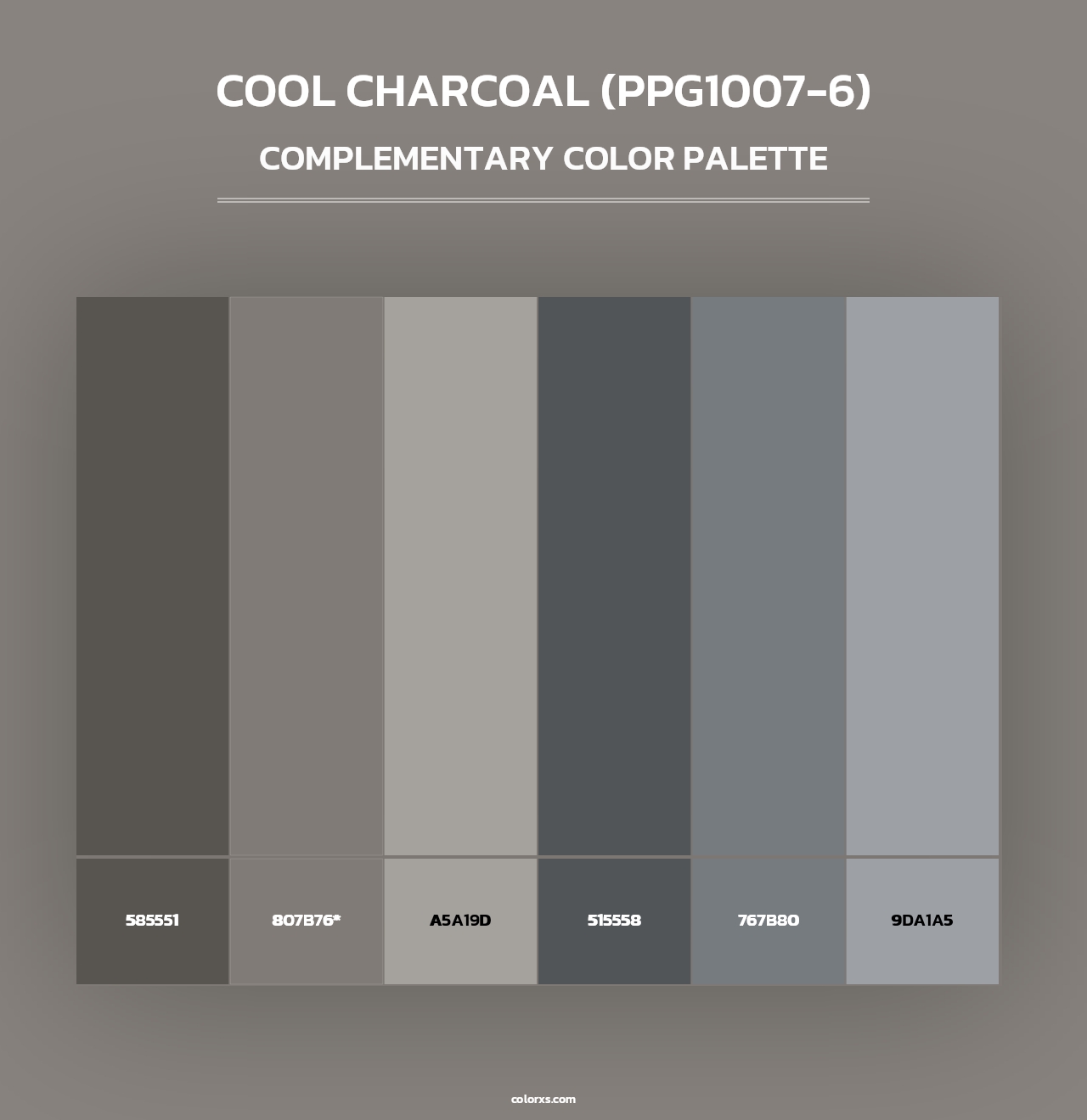 Cool Charcoal (PPG1007-6) - Complementary Color Palette