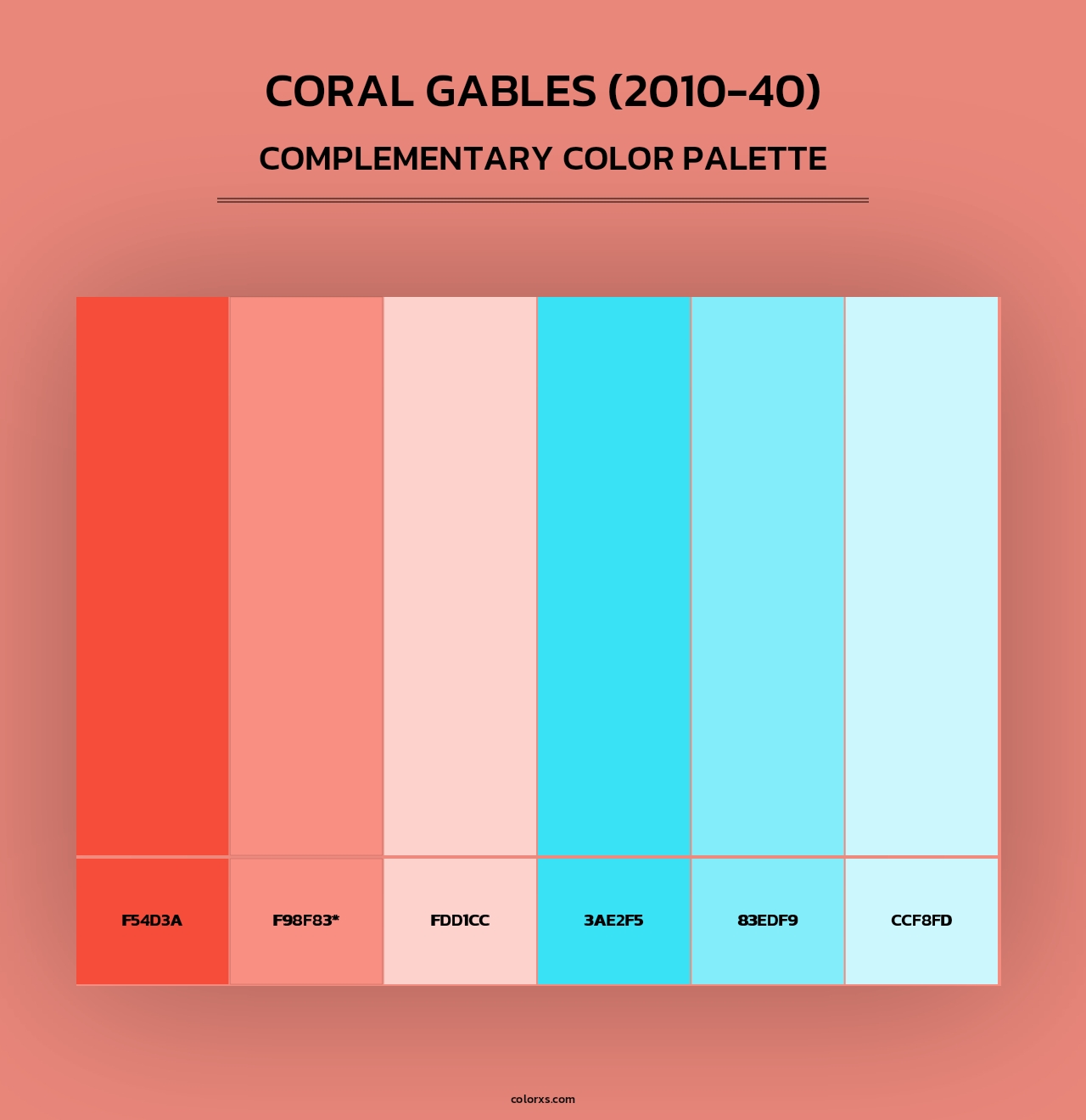 Coral Gables (2010-40) - Complementary Color Palette