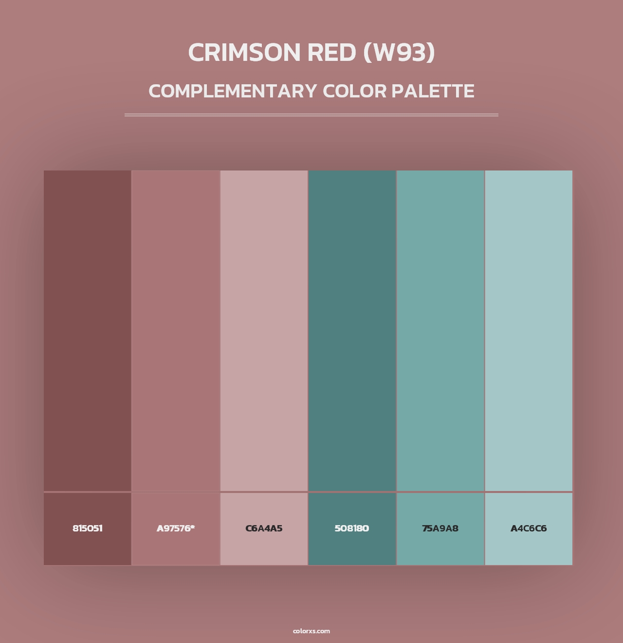 Crimson Red (W93) - Complementary Color Palette