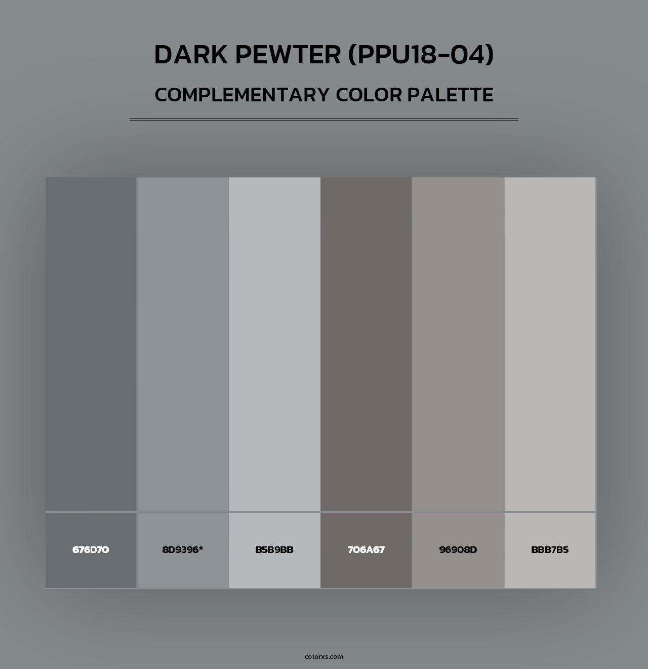 Dark Pewter (PPU18-04) - Complementary Color Palette