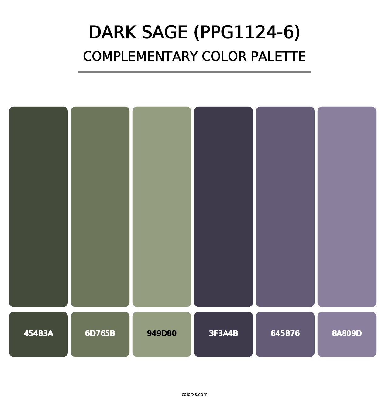 Dark Sage (PPG1124-6) - Complementary Color Palette