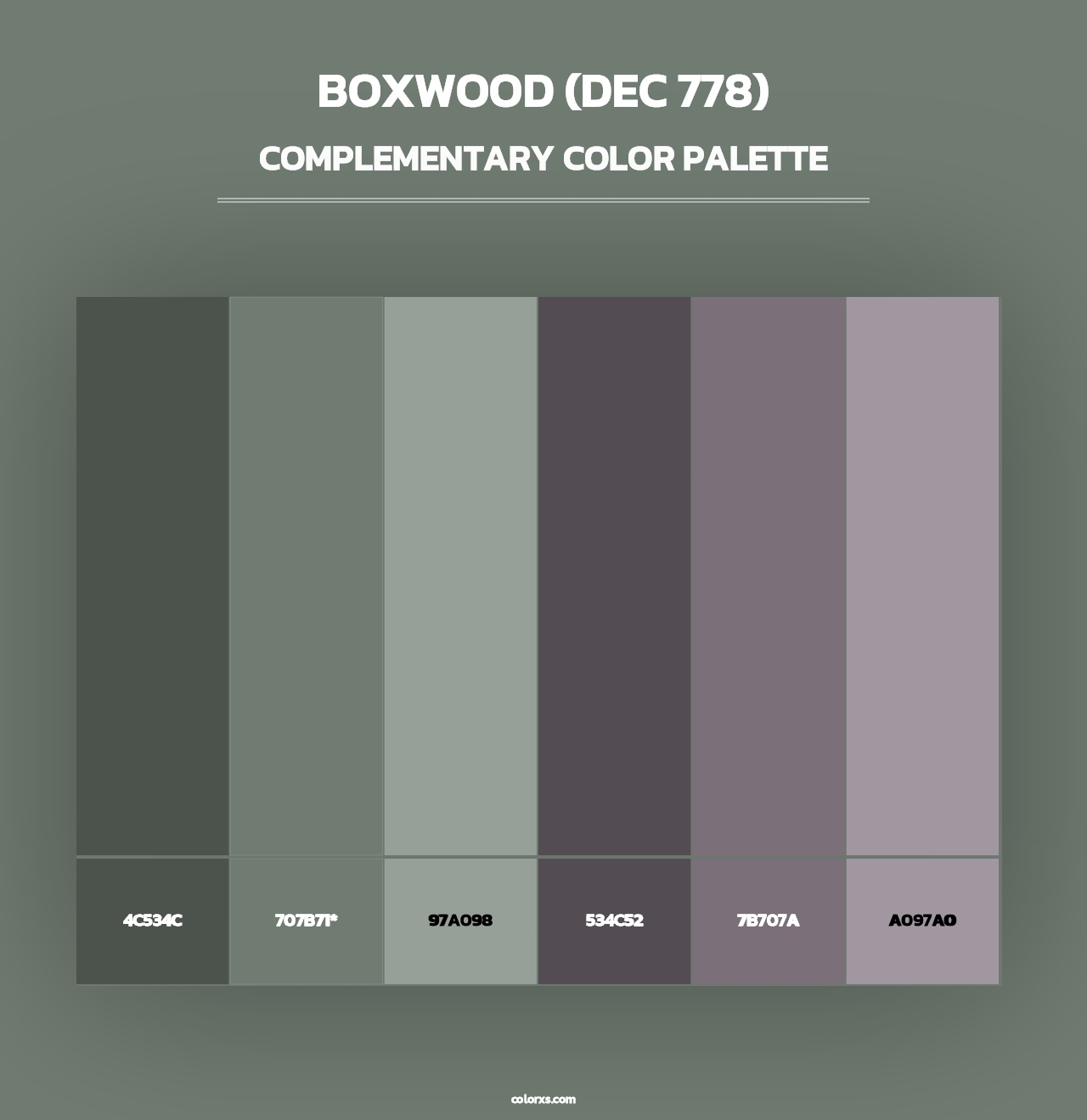 Boxwood (DEC 778) - Complementary Color Palette
