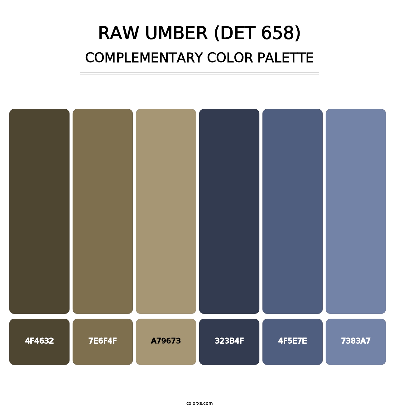 Raw Umber (DET 658) - Complementary Color Palette