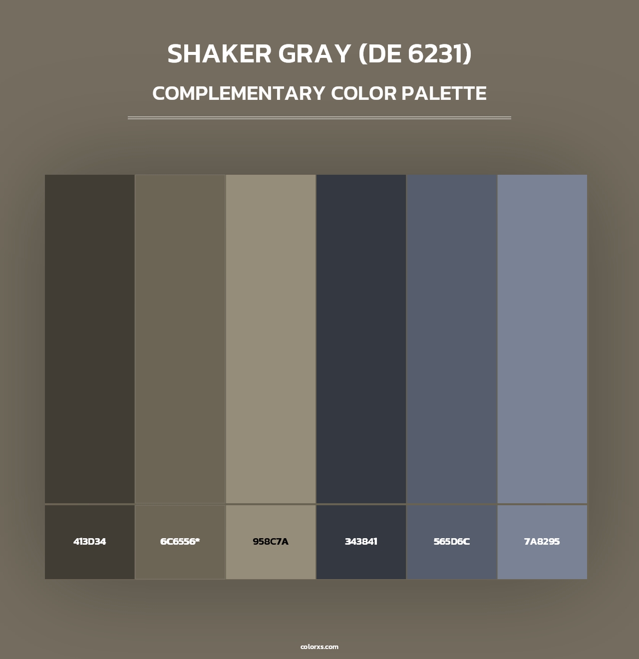Shaker Gray (DE 6231) - Complementary Color Palette