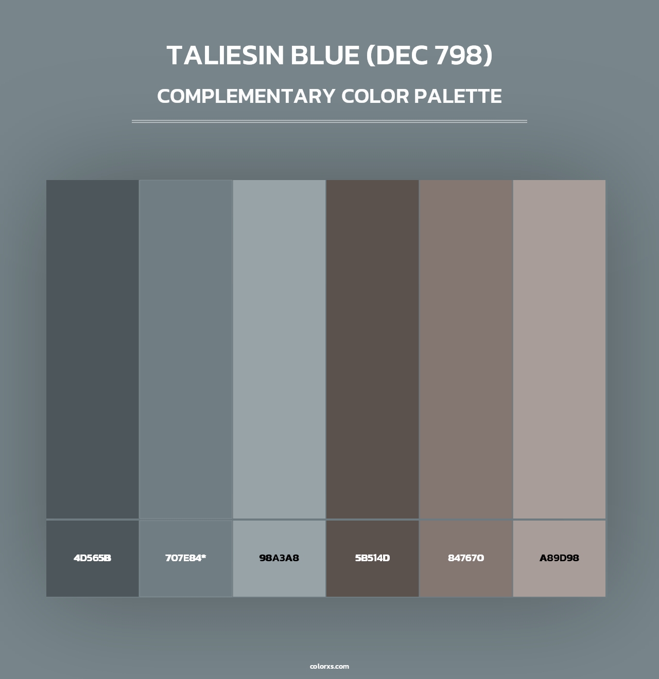 Taliesin Blue (DEC 798) - Complementary Color Palette