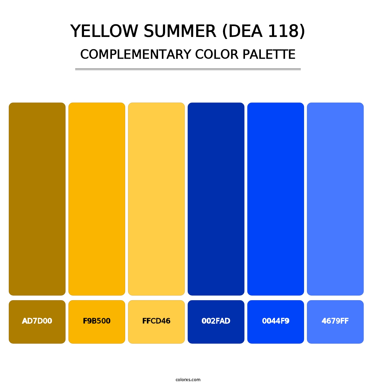 Yellow Summer (DEA 118) - Complementary Color Palette