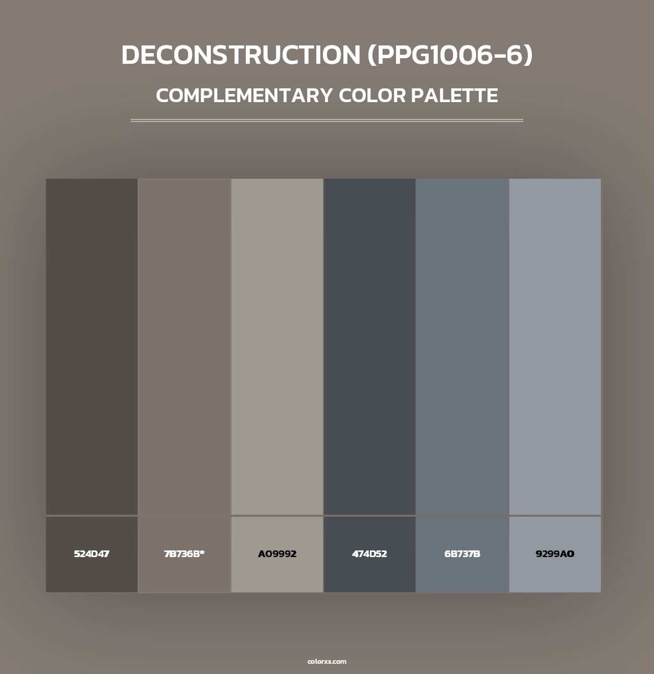 Deconstruction (PPG1006-6) - Complementary Color Palette