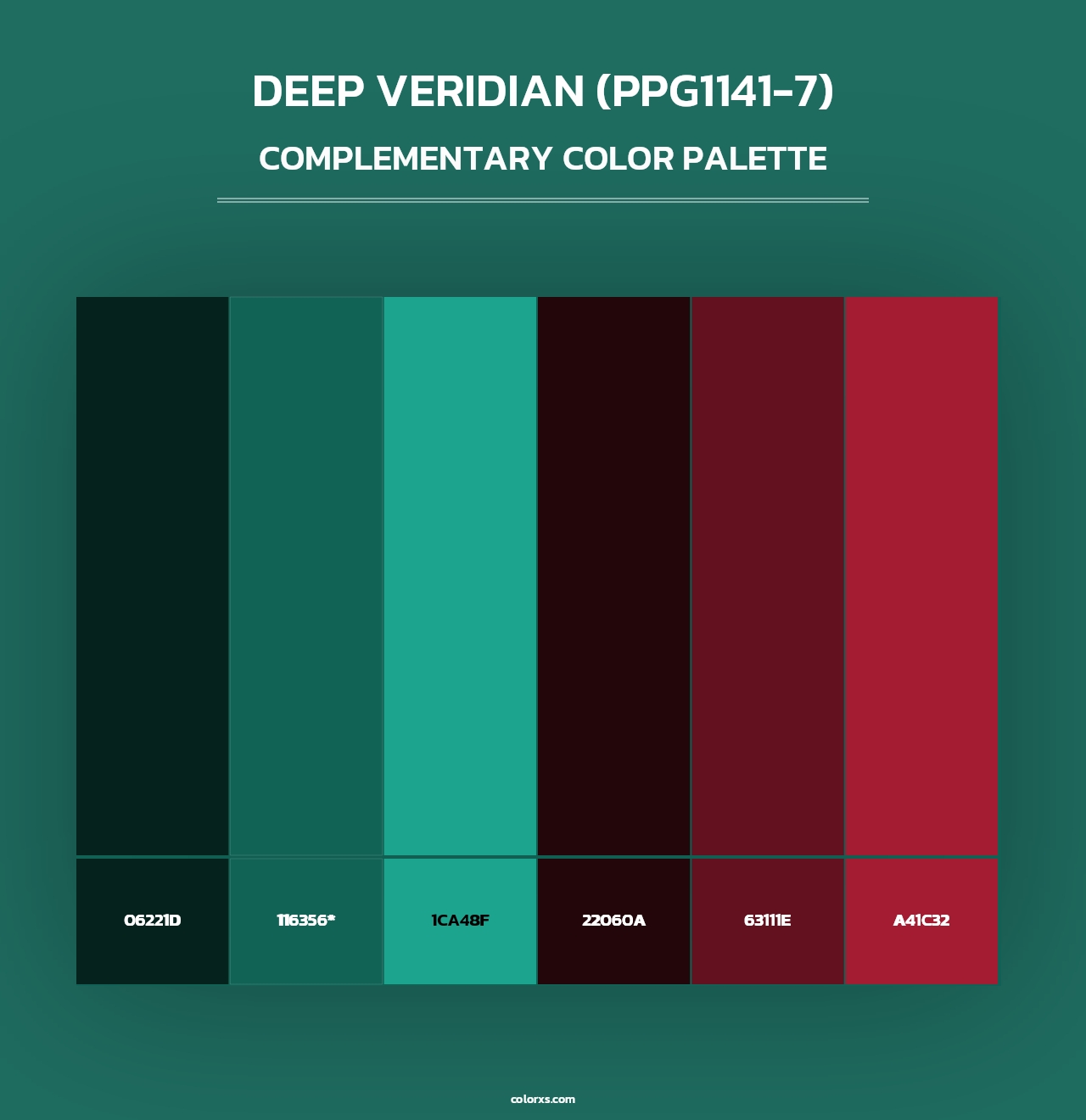Deep Veridian (PPG1141-7) - Complementary Color Palette