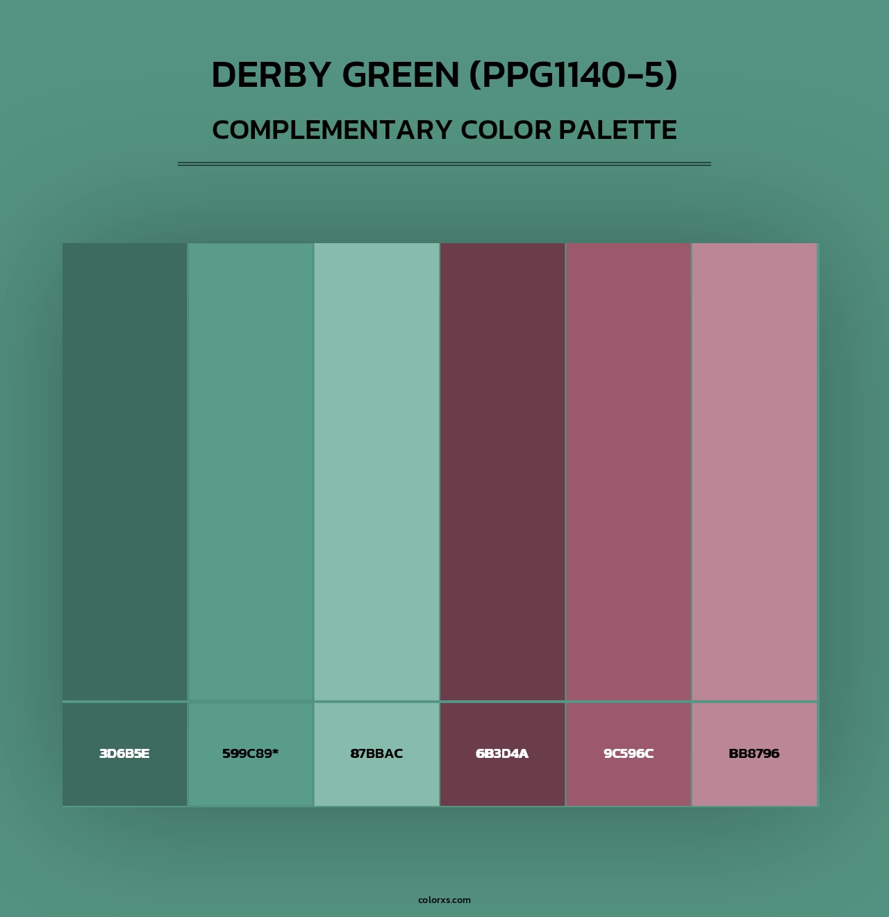 Derby Green (PPG1140-5) - Complementary Color Palette