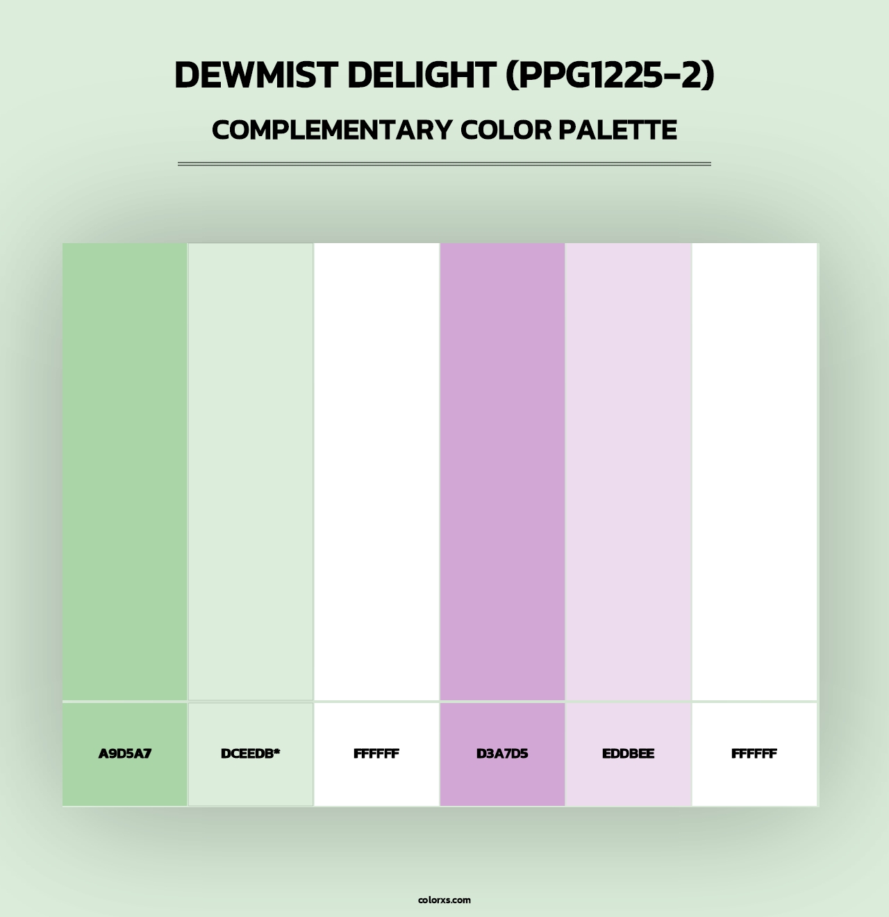 Dewmist Delight (PPG1225-2) - Complementary Color Palette