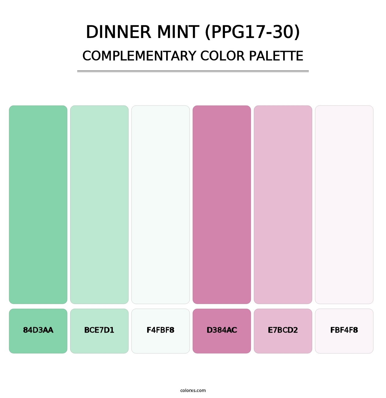 Dinner Mint (PPG17-30) - Complementary Color Palette