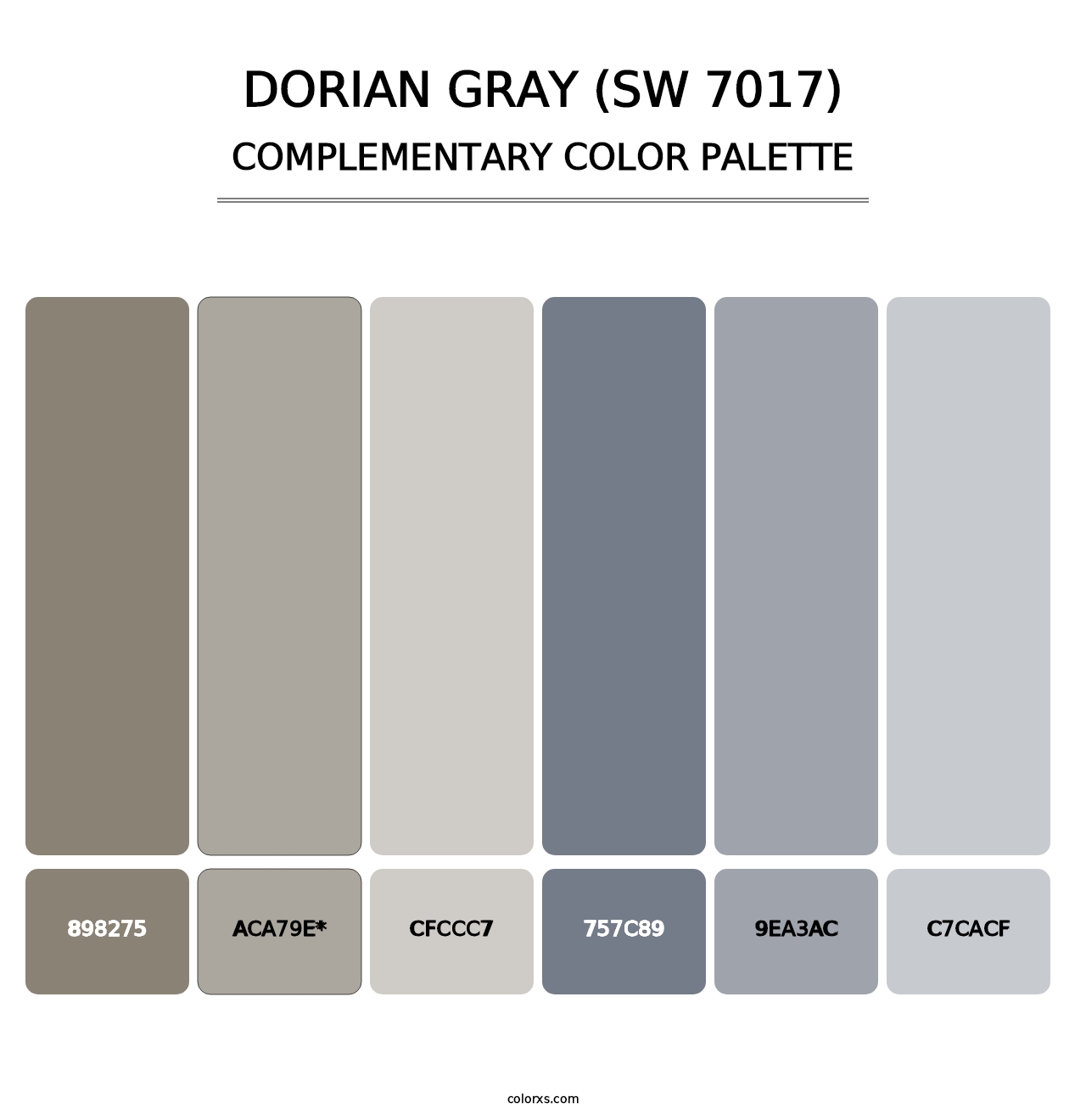 Dorian Gray (SW 7017) - Complementary Color Palette