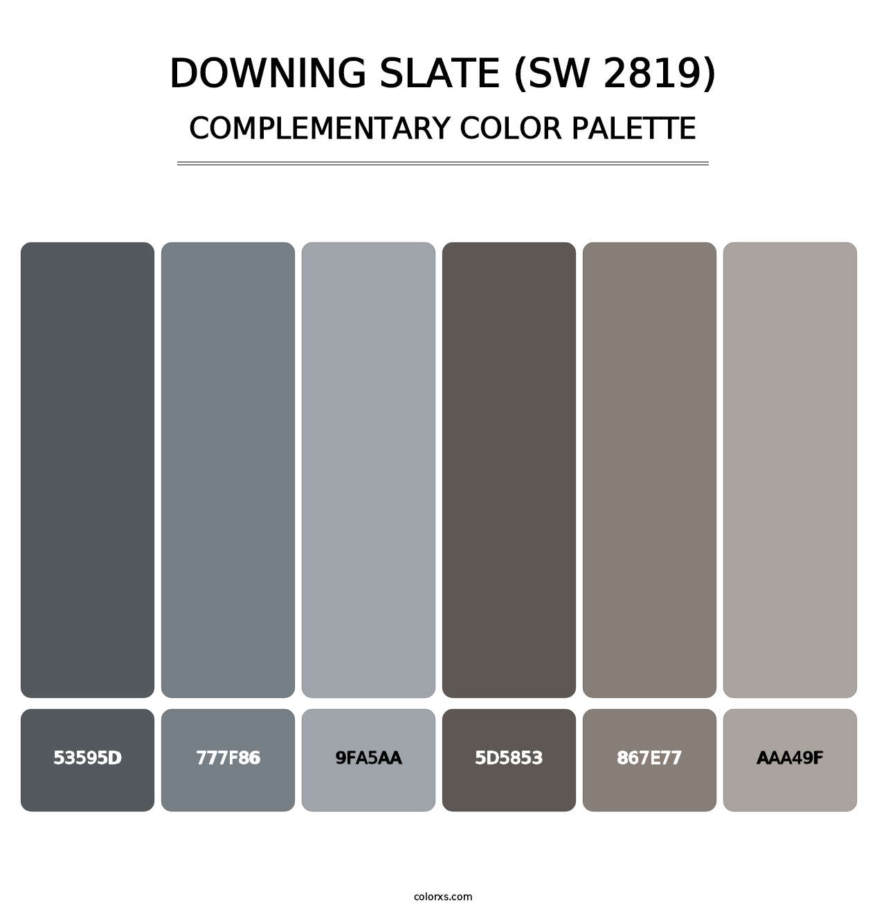 Downing Slate (SW 2819) - Complementary Color Palette