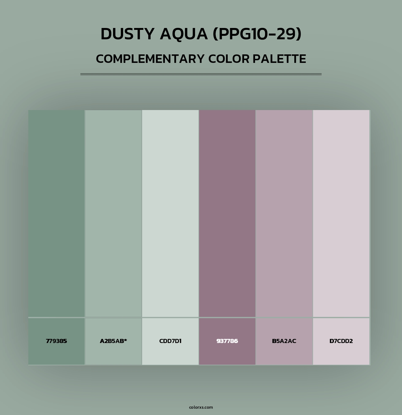 Dusty Aqua (PPG10-29) - Complementary Color Palette