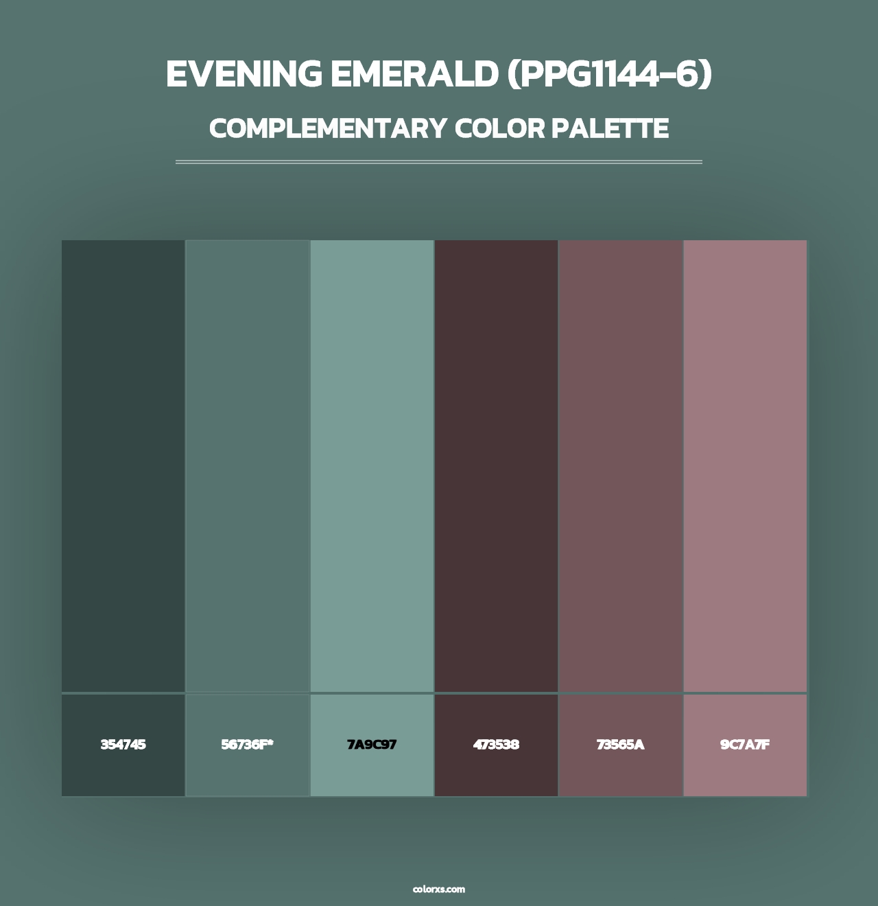 Evening Emerald (PPG1144-6) - Complementary Color Palette