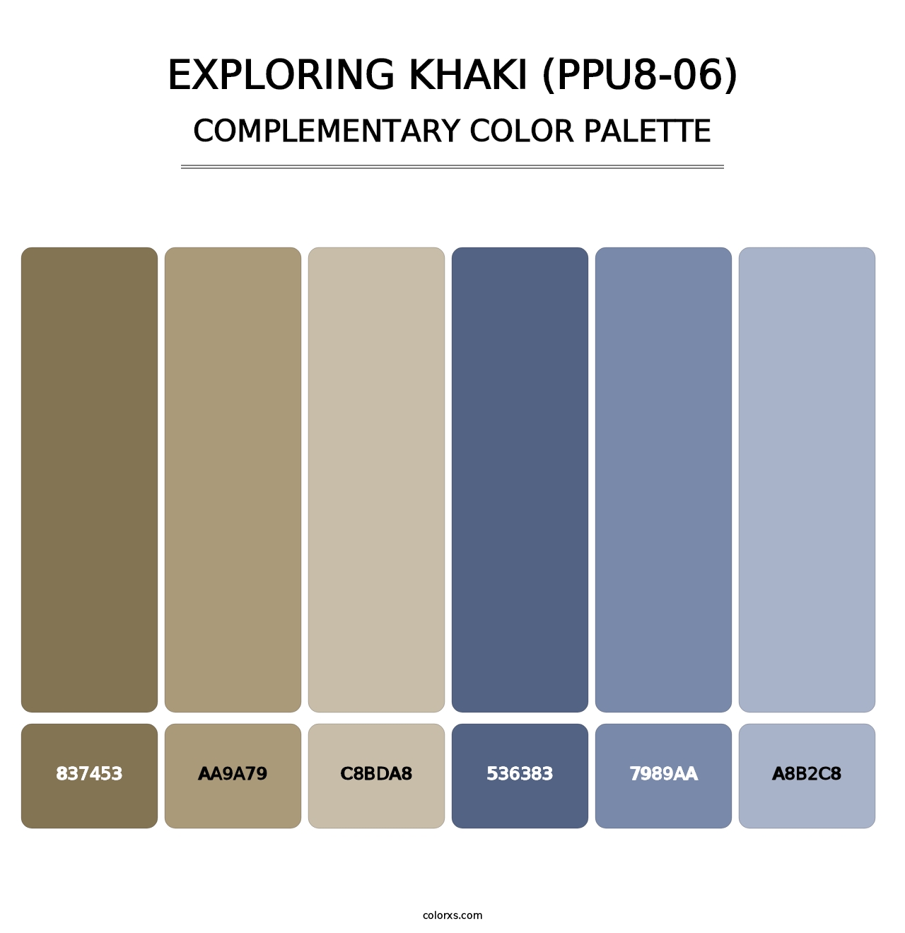 Exploring Khaki (PPU8-06) - Complementary Color Palette