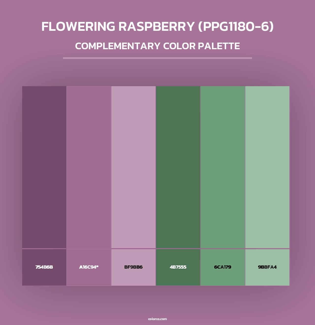 Flowering Raspberry (PPG1180-6) - Complementary Color Palette