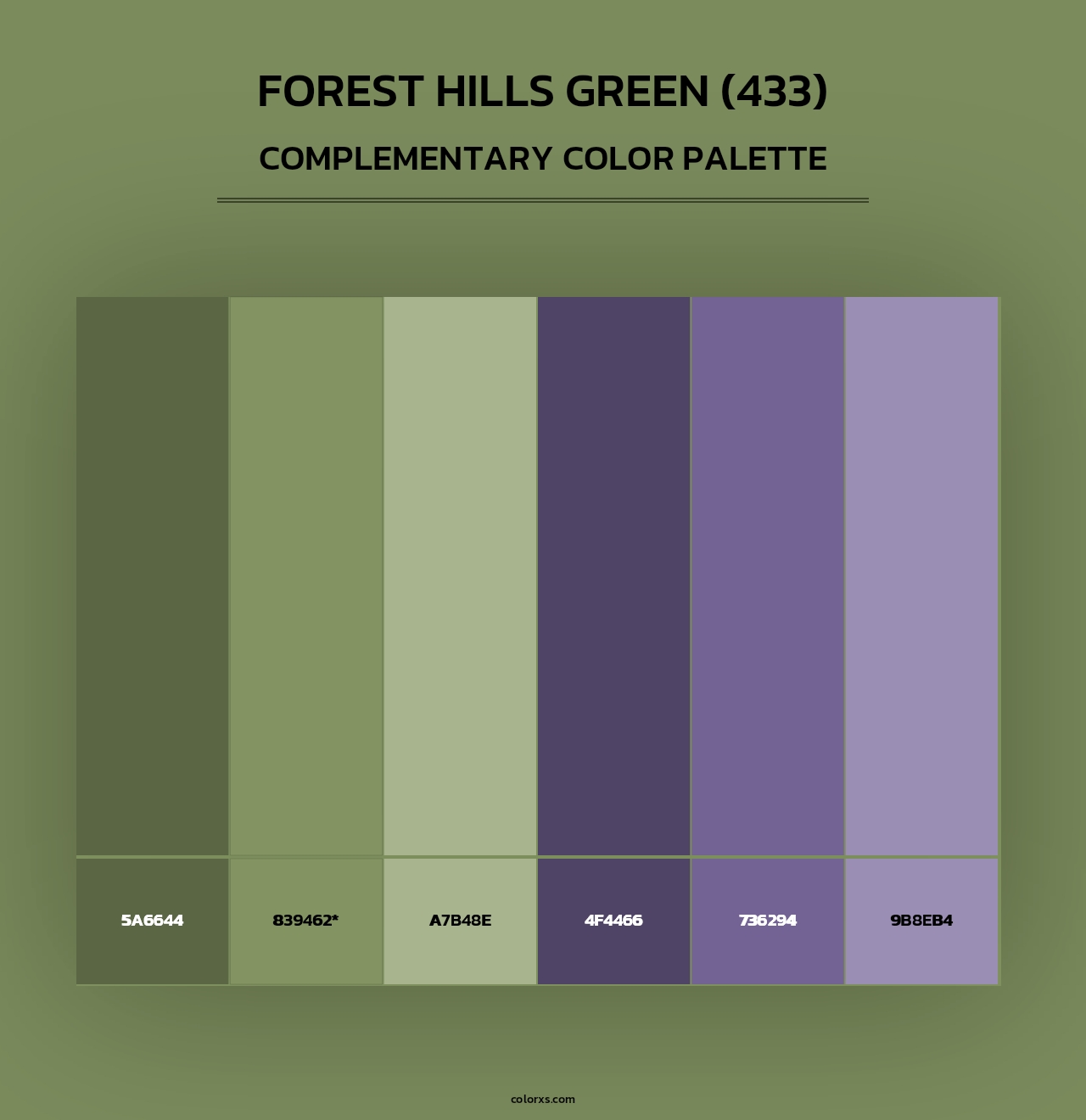 Forest Hills Green (433) - Complementary Color Palette