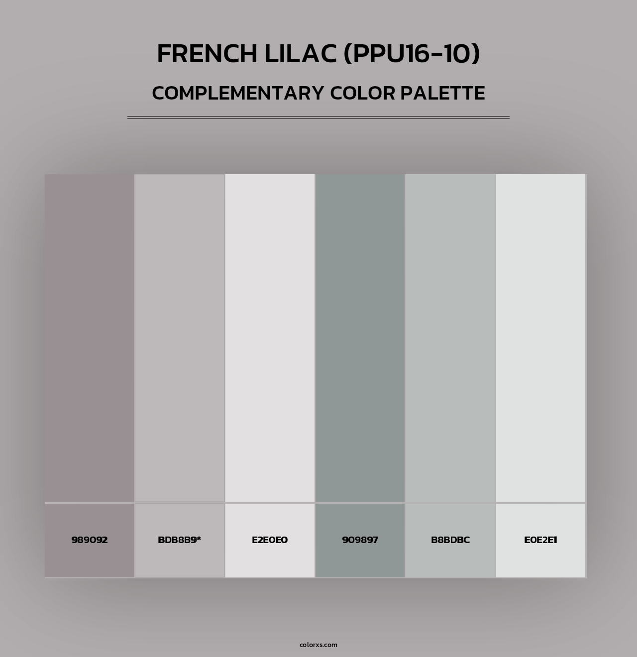French Lilac (PPU16-10) - Complementary Color Palette