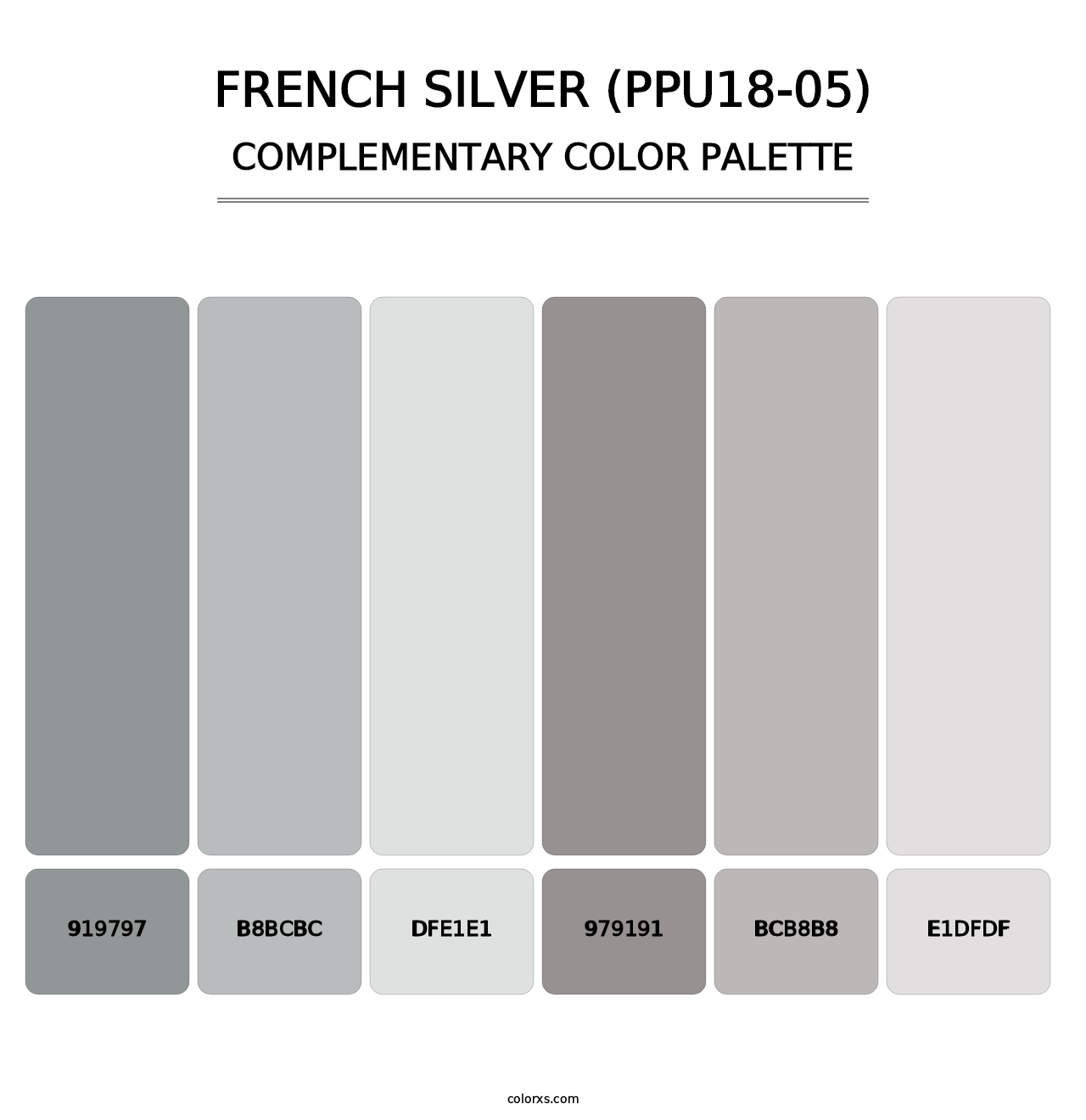 French Silver (PPU18-05) - Complementary Color Palette