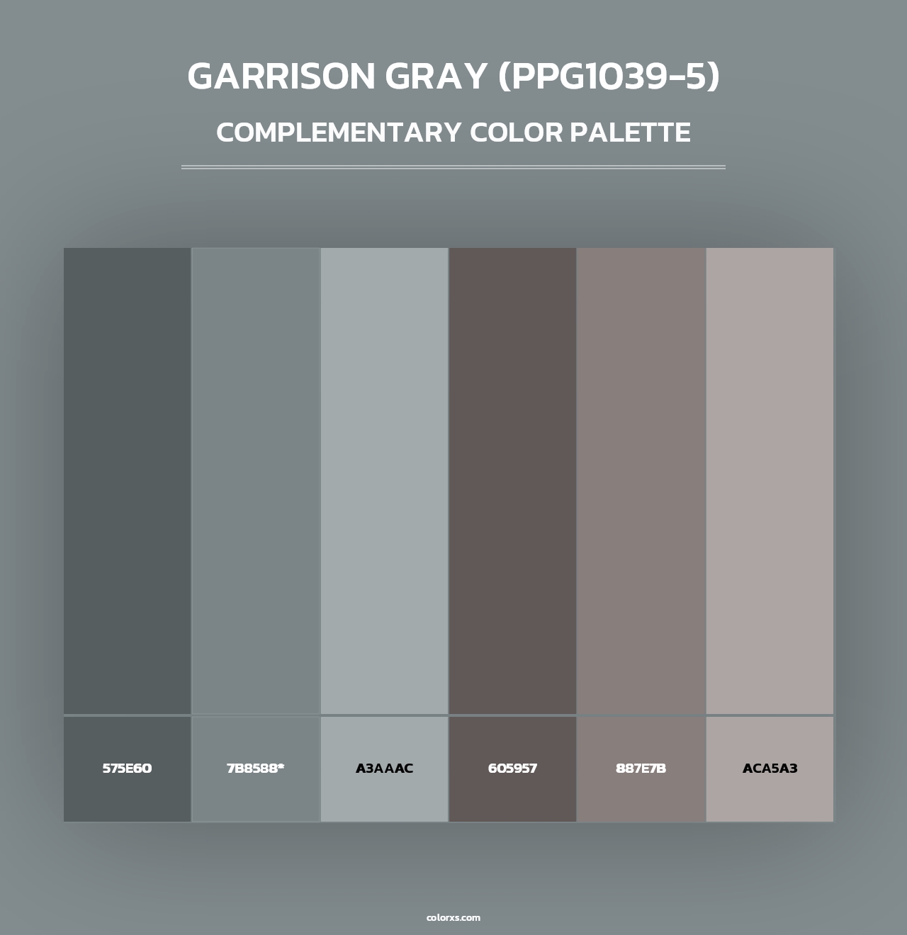 Garrison Gray (PPG1039-5) - Complementary Color Palette