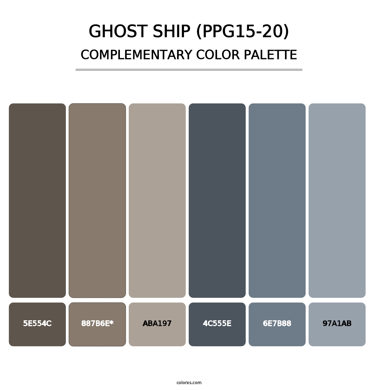 Ghost Ship (PPG15-20) - Complementary Color Palette