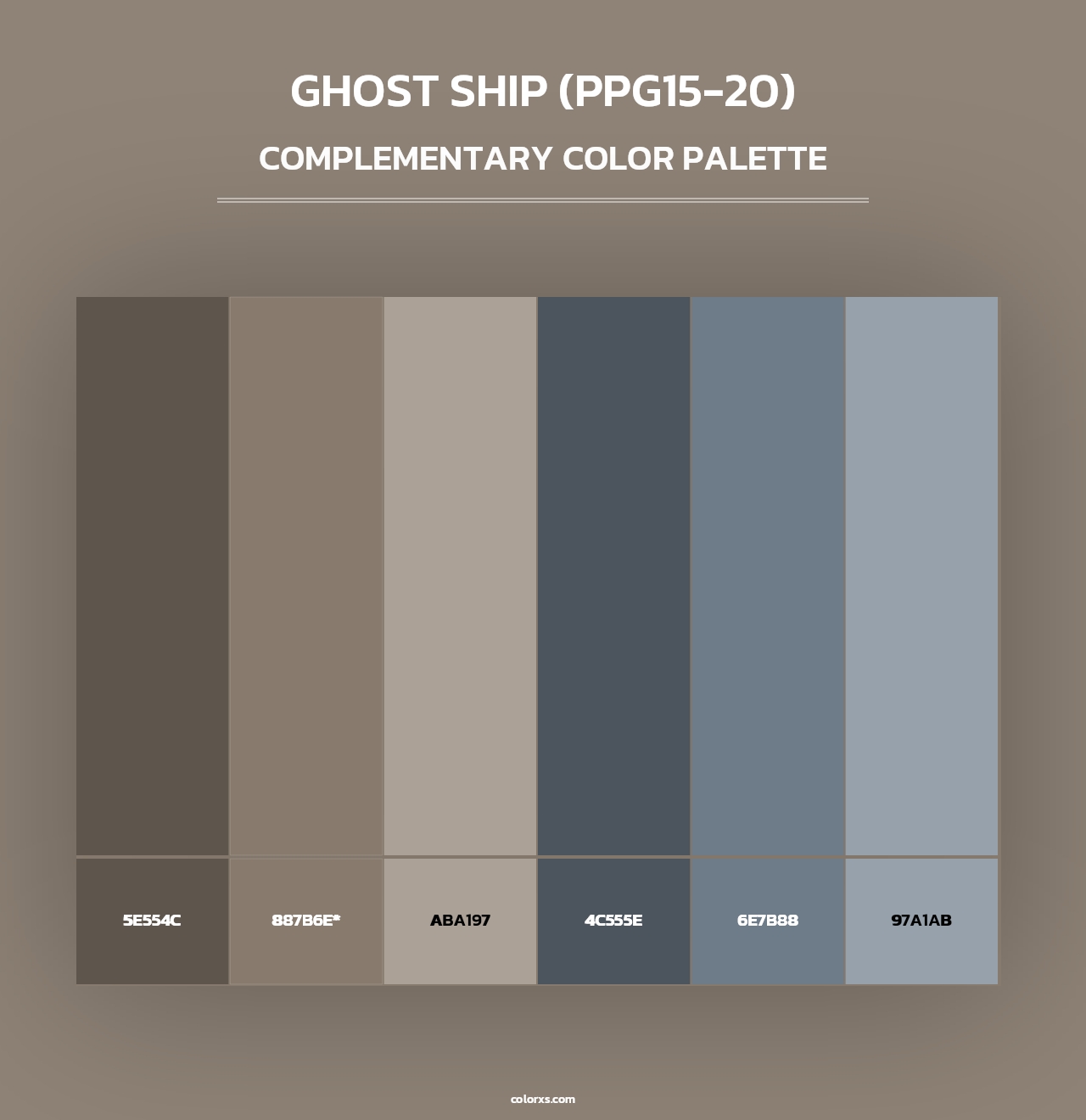 Ghost Ship (PPG15-20) - Complementary Color Palette