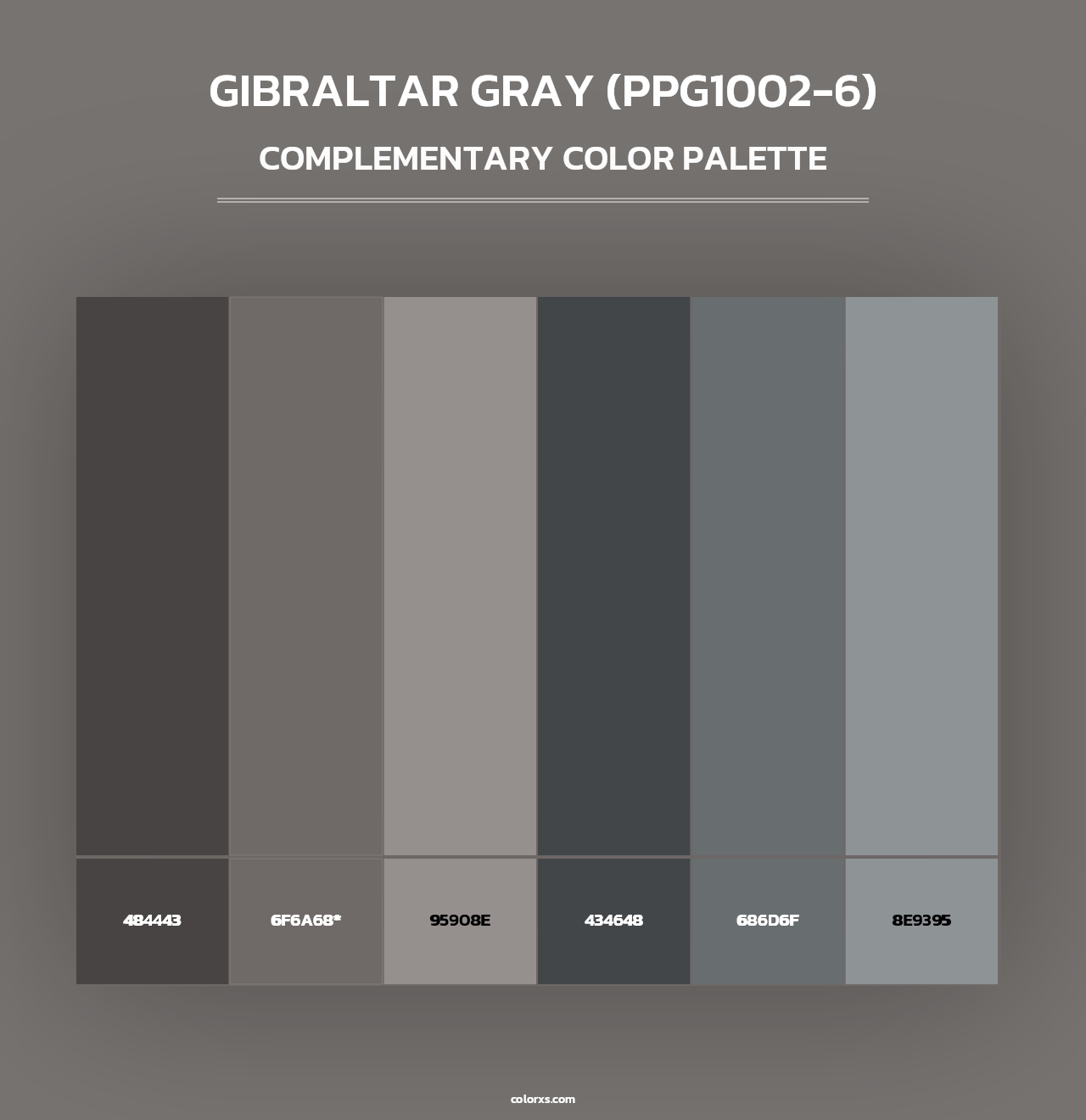 Gibraltar Gray (PPG1002-6) - Complementary Color Palette