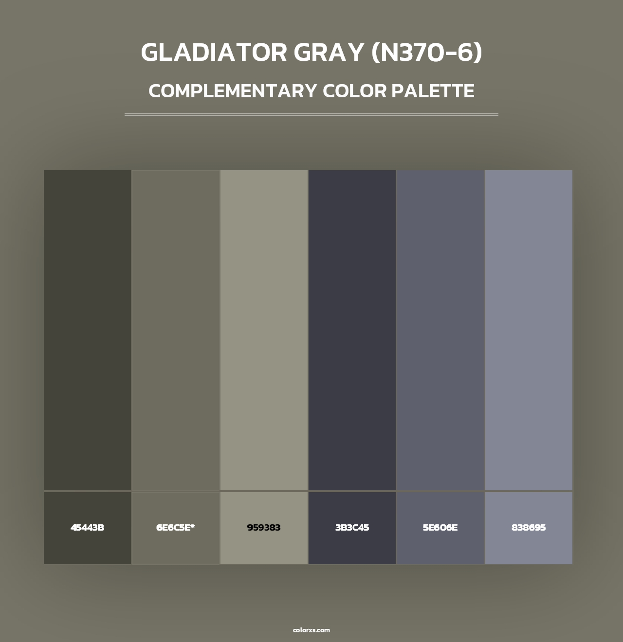 Gladiator Gray (N370-6) - Complementary Color Palette