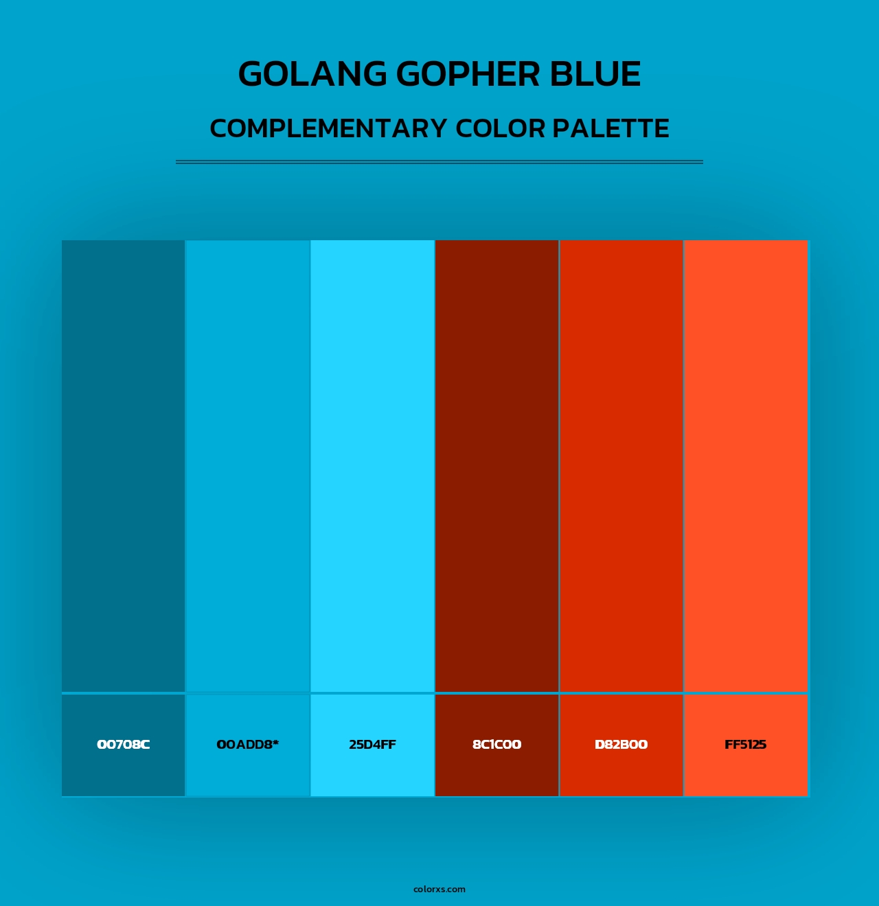 Golang Gopher Blue - Complementary Color Palette