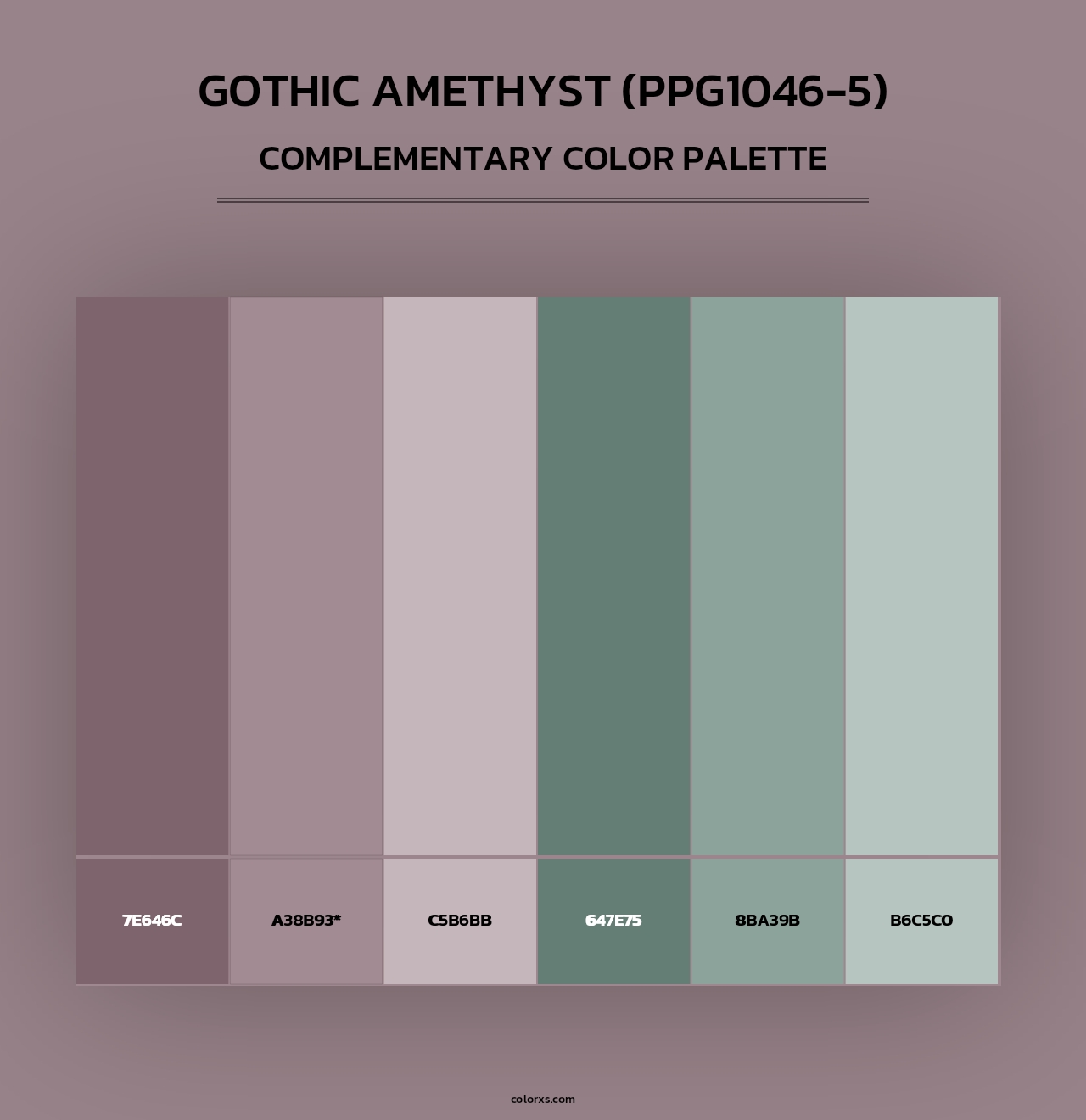Gothic Amethyst (PPG1046-5) - Complementary Color Palette