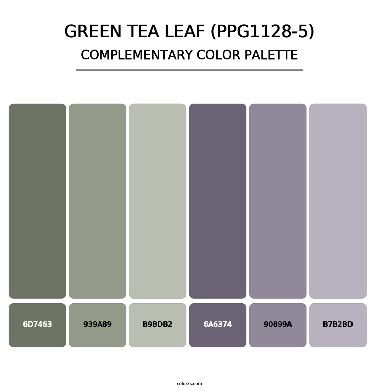 Green Tea Leaf (PPG1128-5) - Complementary Color Palette