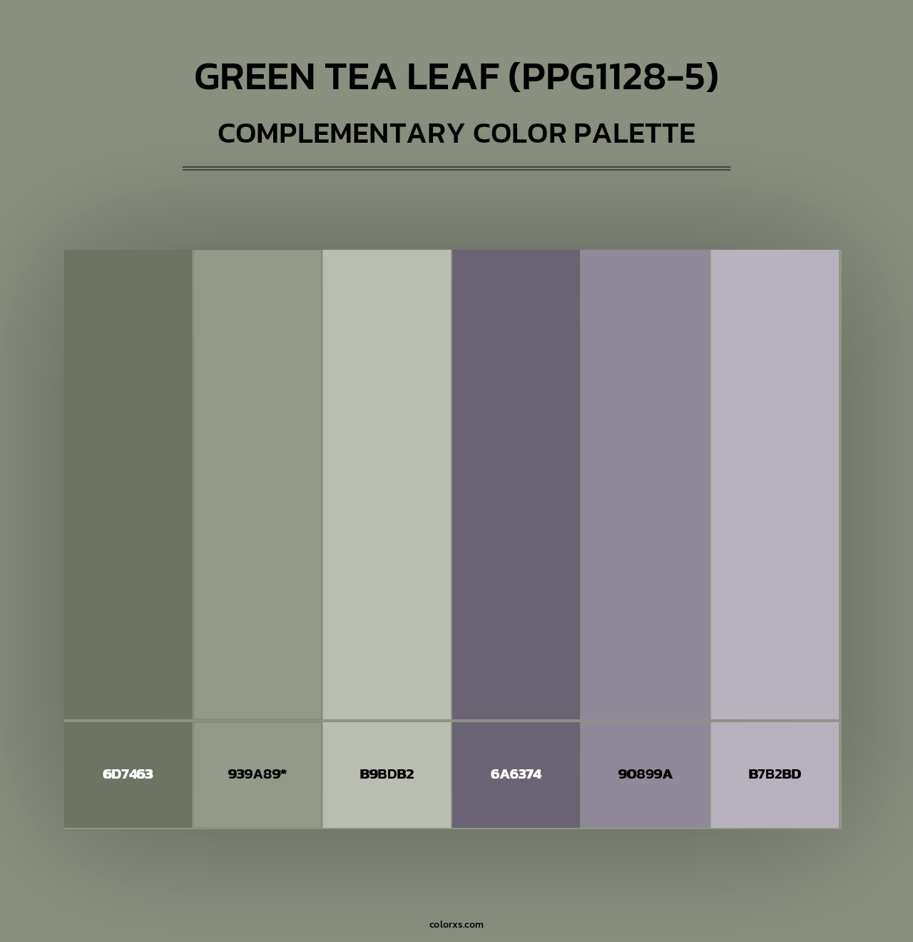 Green Tea Leaf (PPG1128-5) - Complementary Color Palette