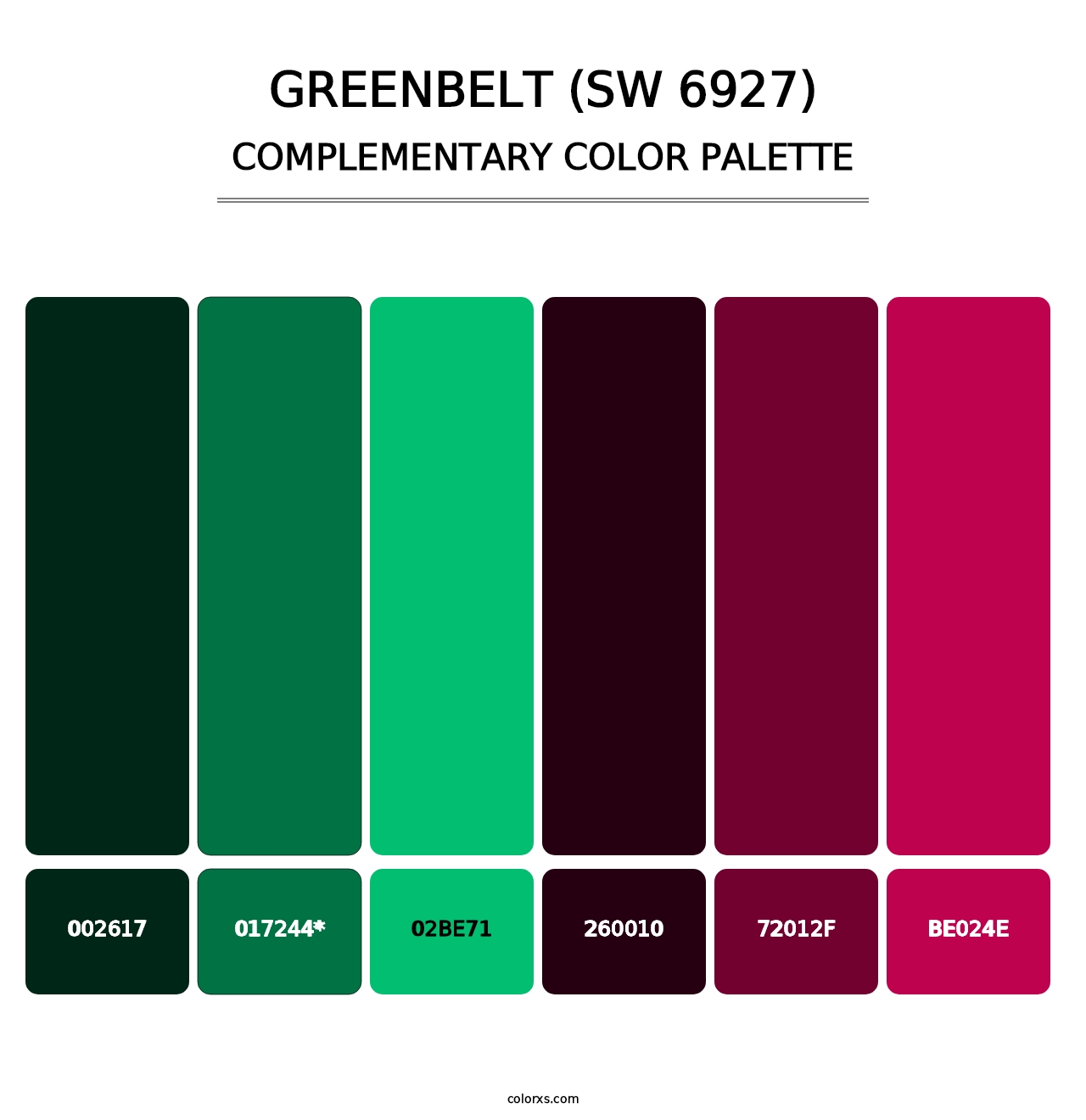 Greenbelt (SW 6927) - Complementary Color Palette