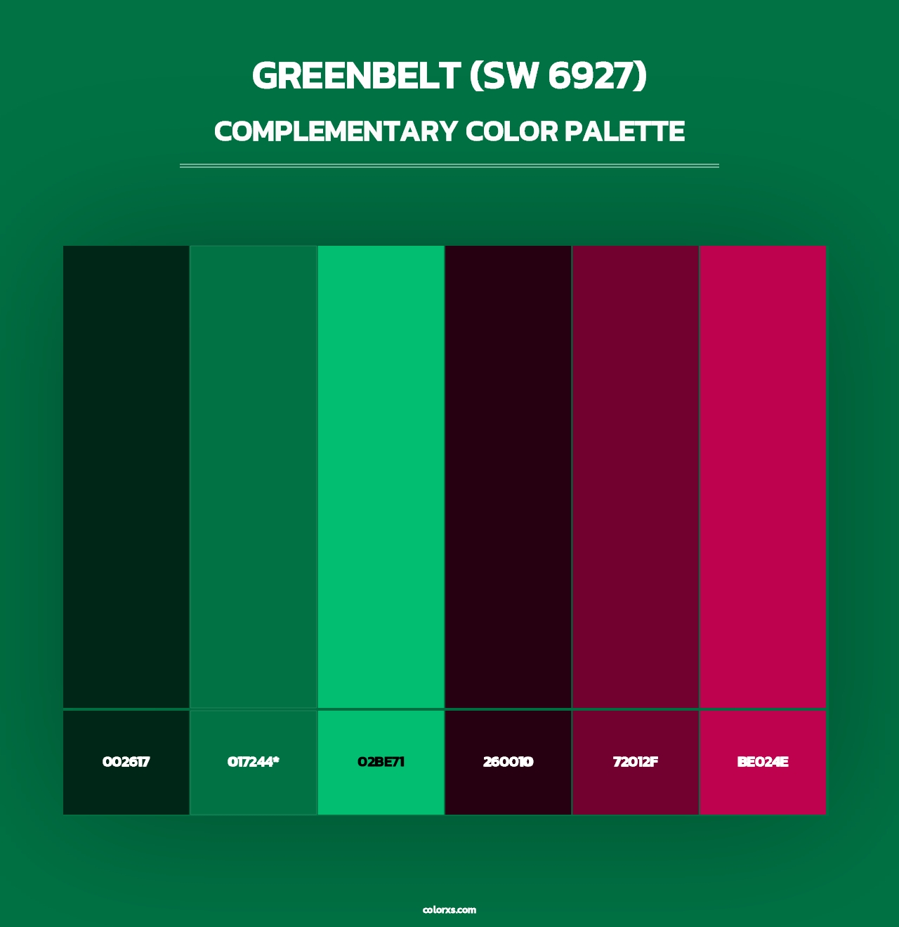 Greenbelt (SW 6927) - Complementary Color Palette