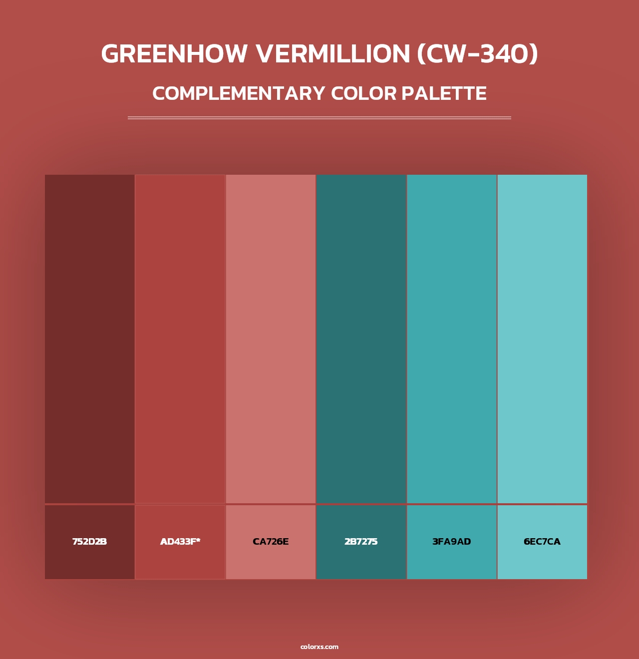 Greenhow Vermillion (CW-340) - Complementary Color Palette