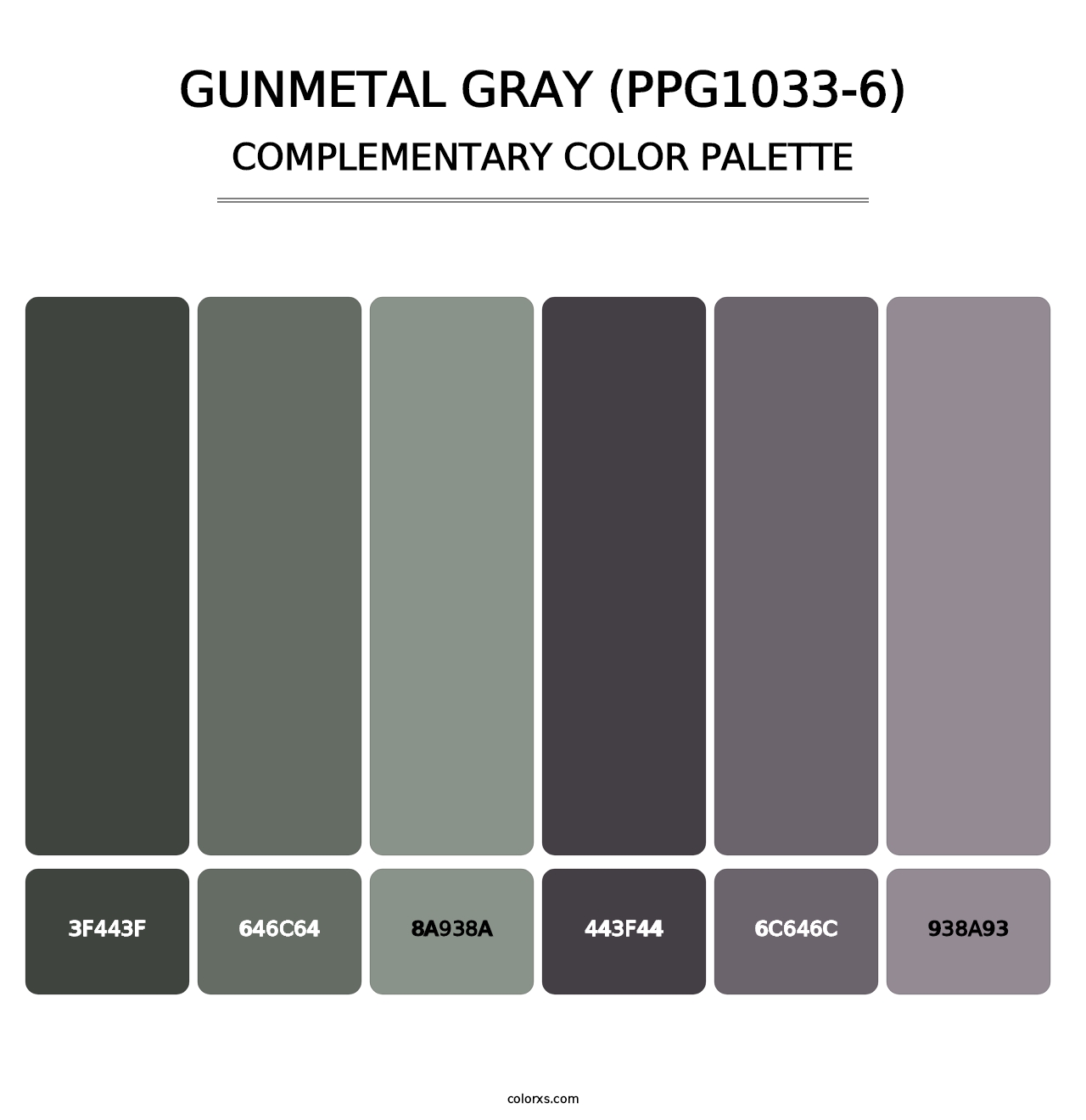 Gunmetal Gray (PPG1033-6) - Complementary Color Palette