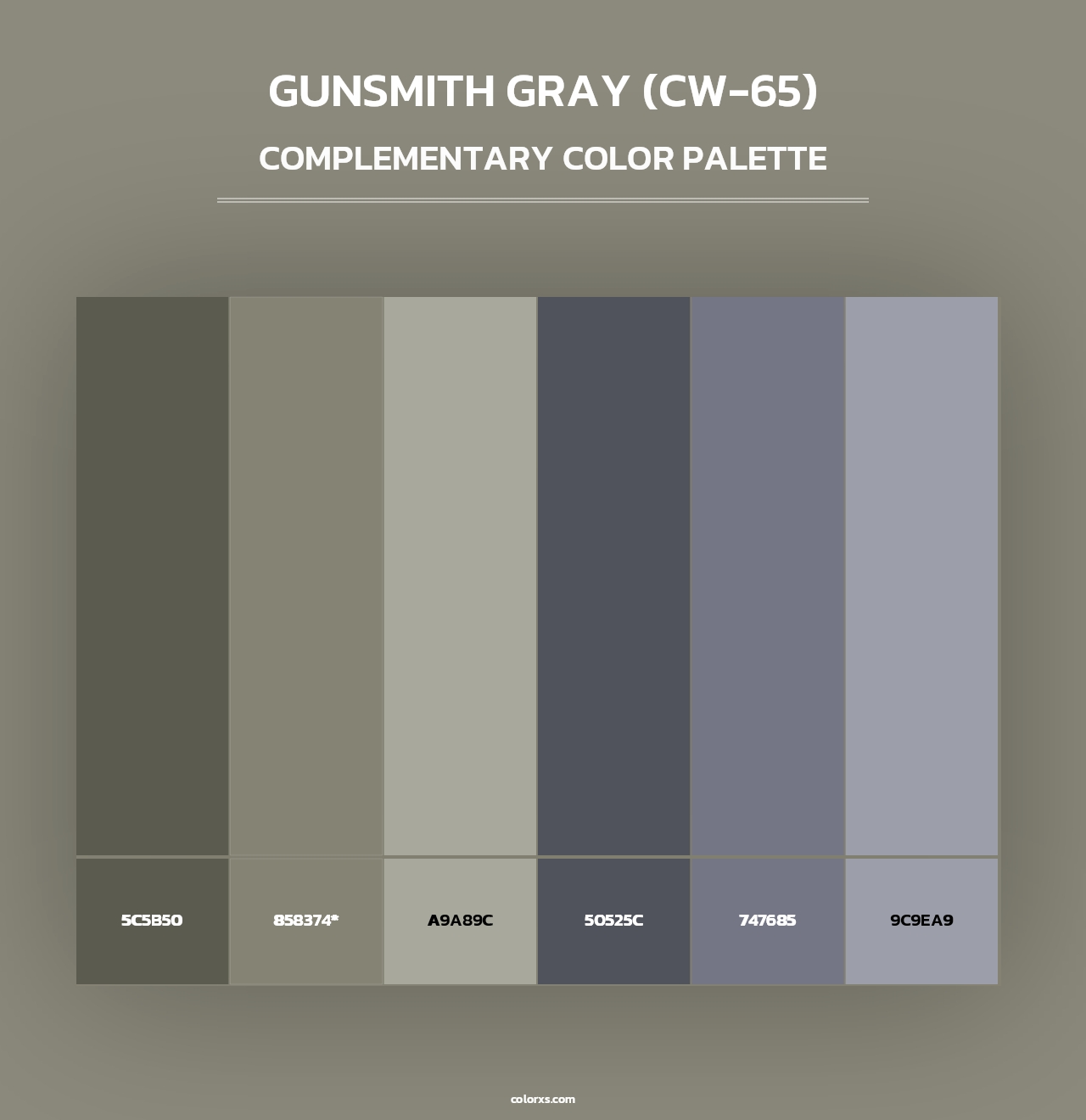 Gunsmith Gray (CW-65) - Complementary Color Palette